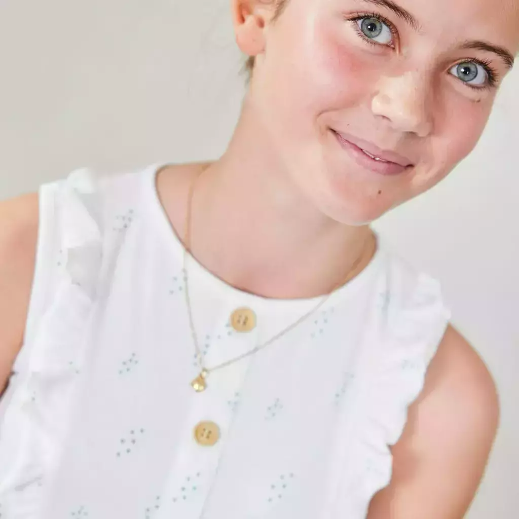 Summer flounce dress Tiny green dot 122/128