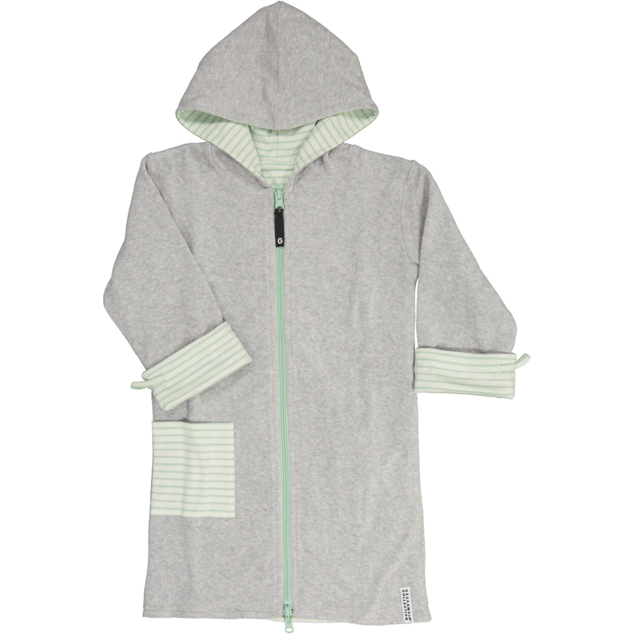 Kids Bathrobe Grey/L.green str 86/92