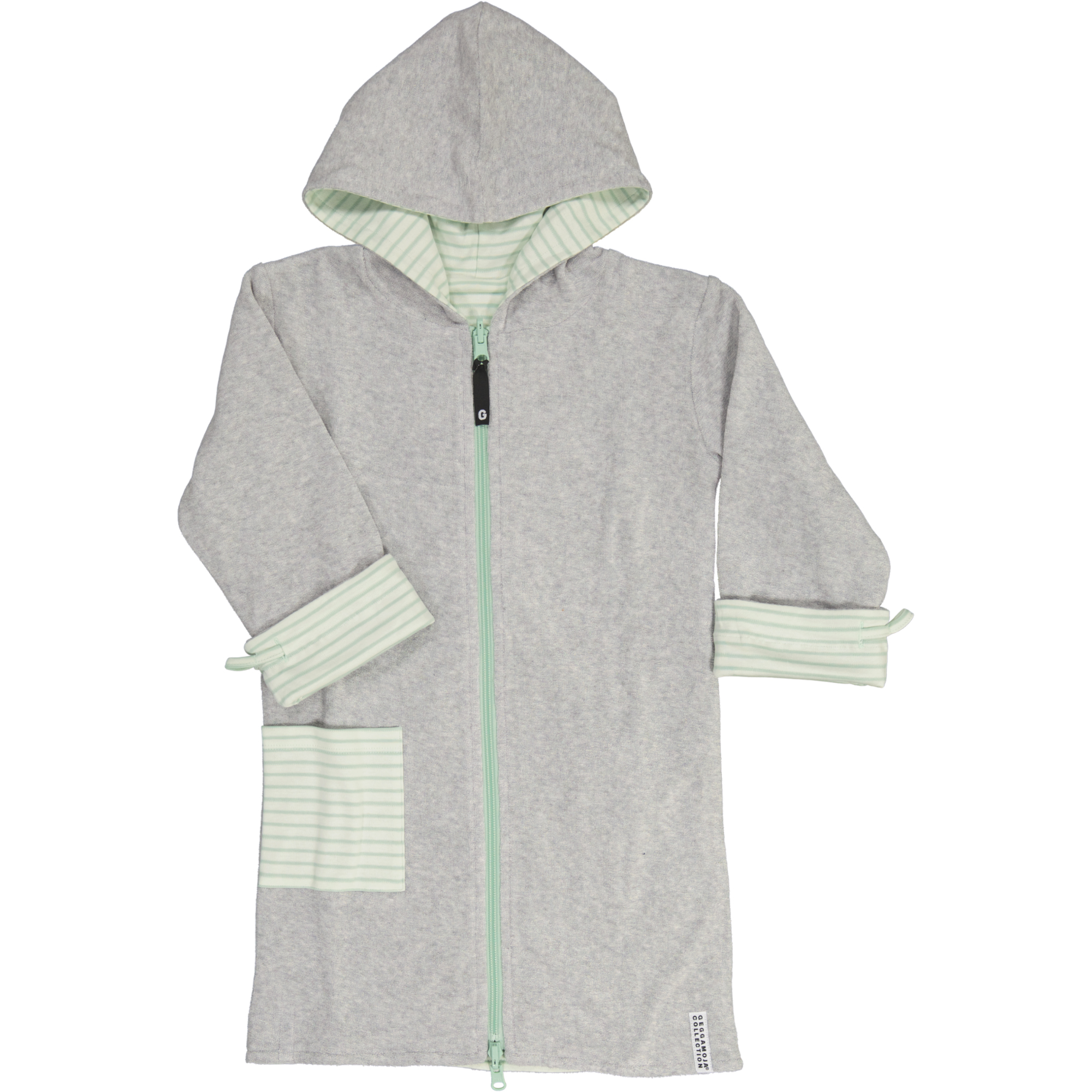 Kids Bathrobe Grey/L.green str