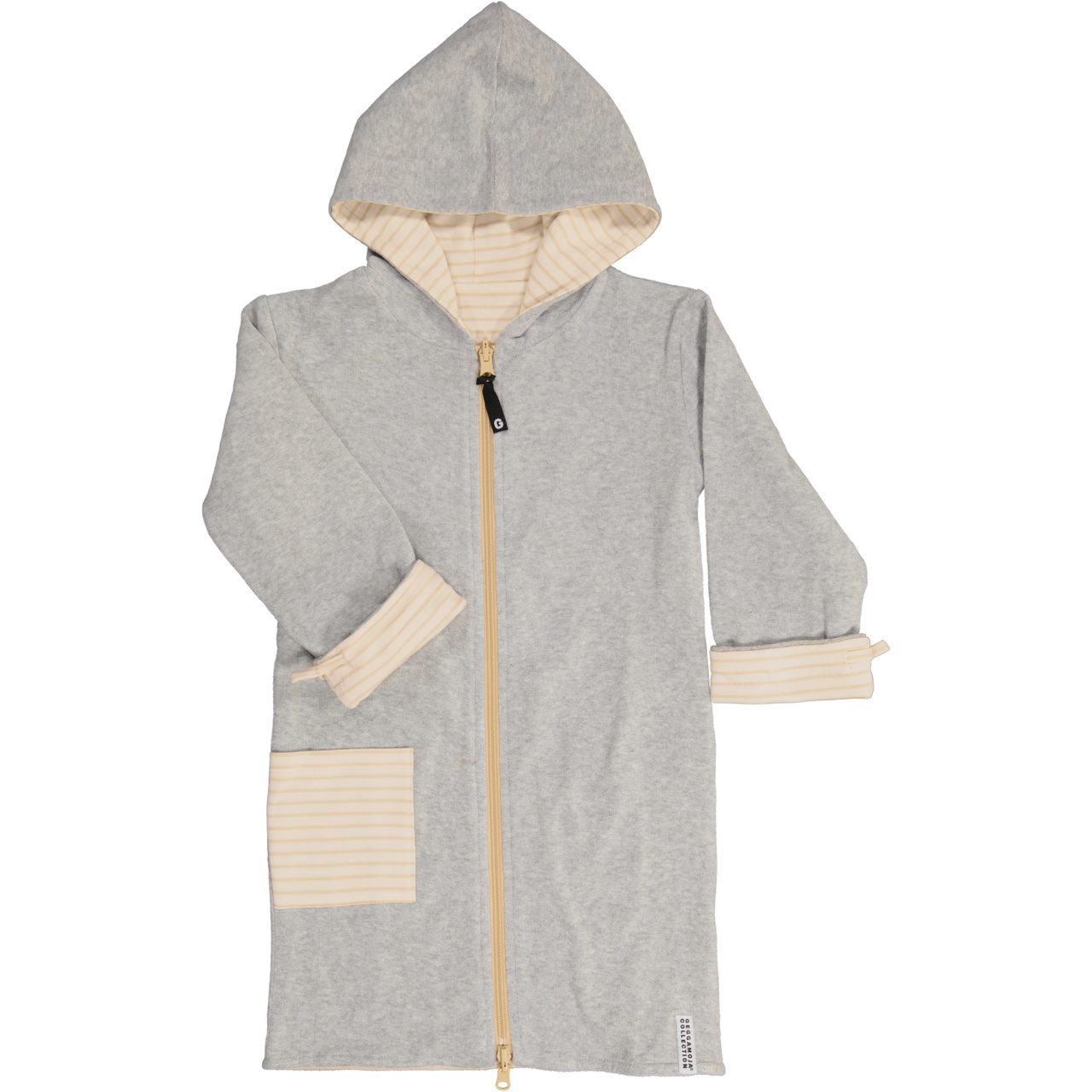 Bathrobe Kids Classic Grey/beige-offw  74/80