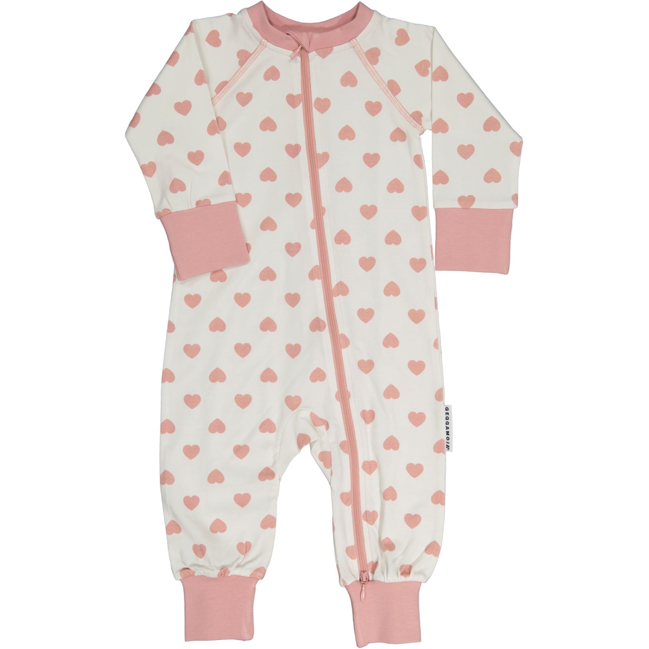 Pyjamas 2-way zip Pink heart  50/56