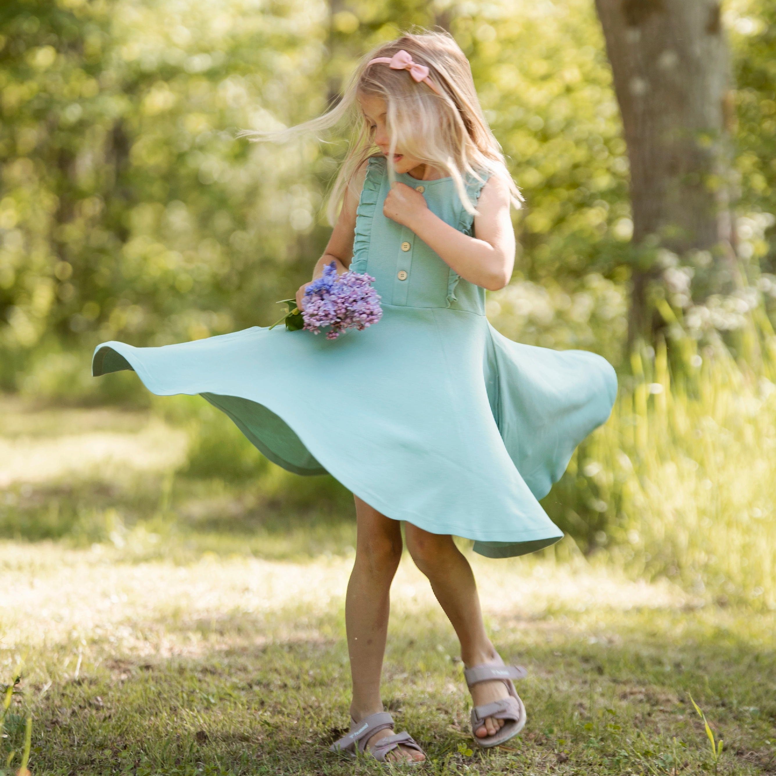 Summer flounce dress Green