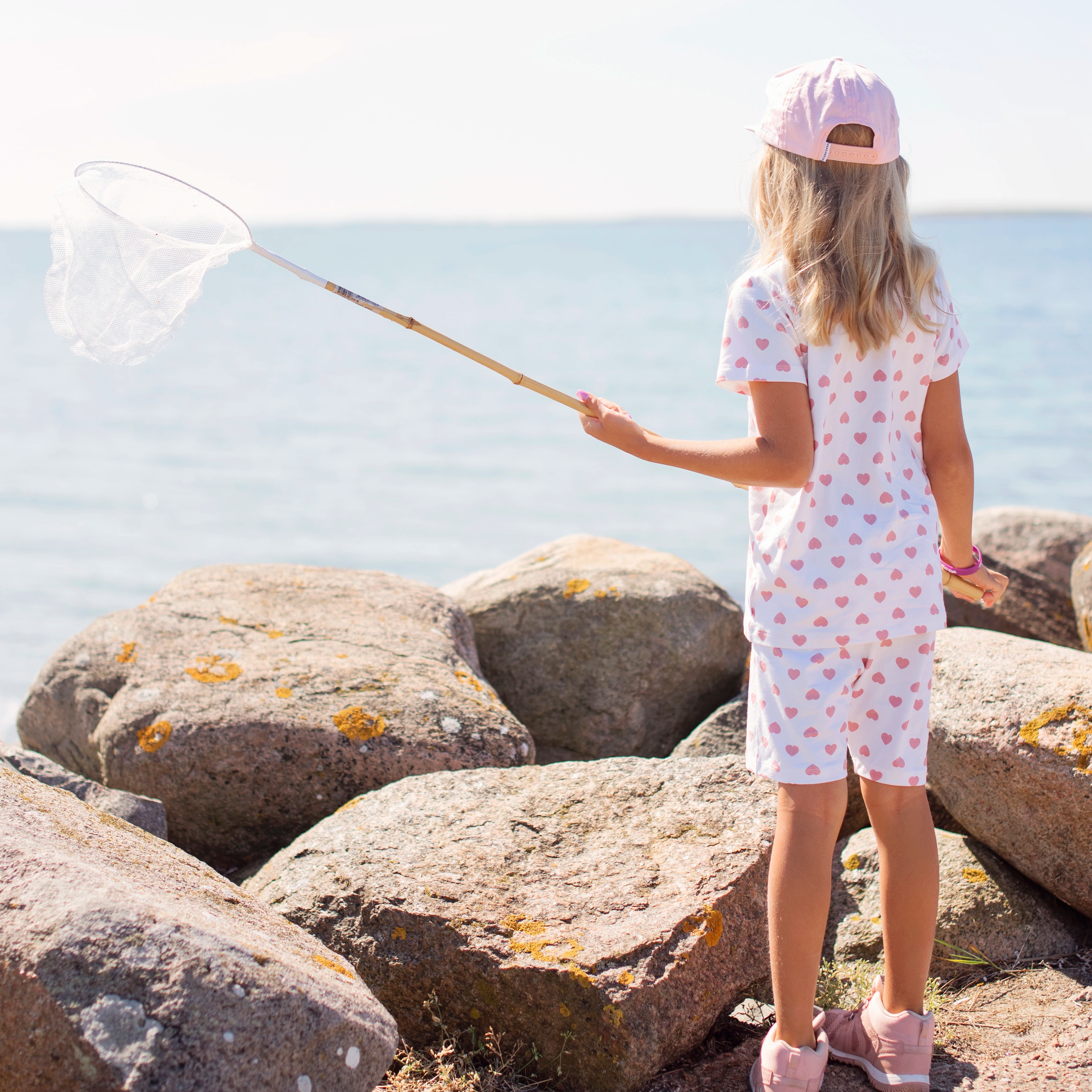 Pyjamas kort tvådelad bambu Rosa hjärtan