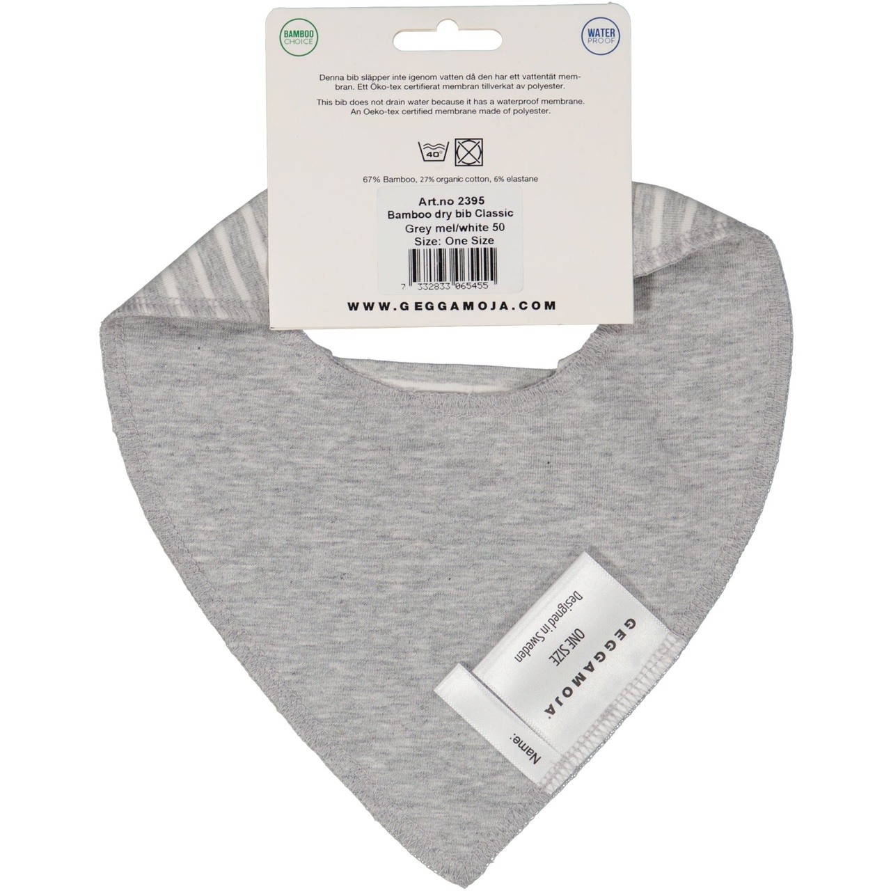 Dry bib Classic Grey mel/white