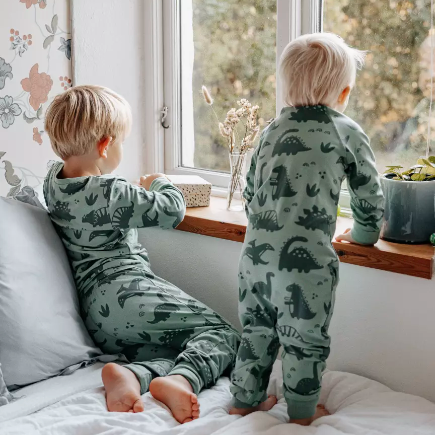 Pyjamas Tvådelad Bambu Dino Grön