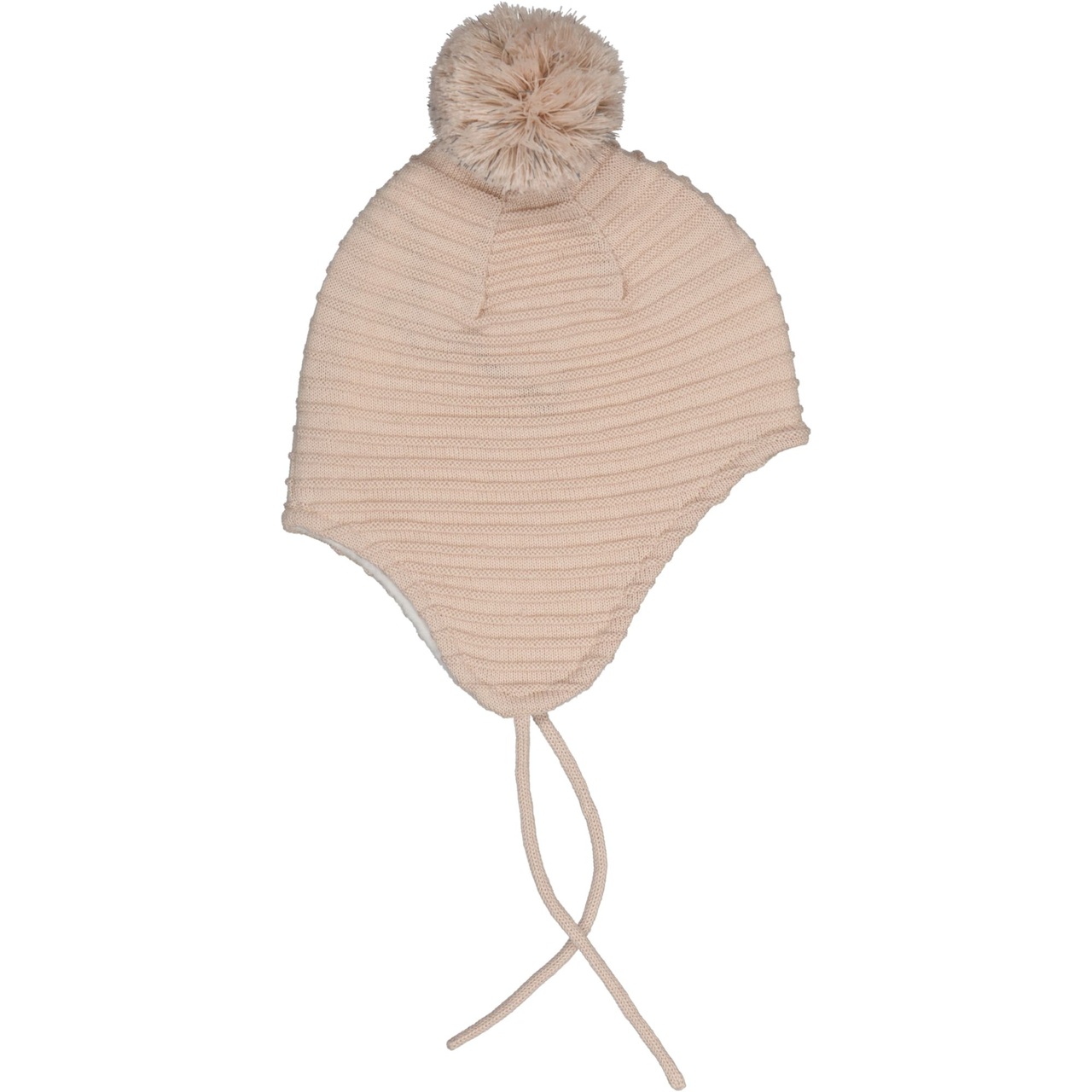 Hjälmmössa stickad Beige 2-10 m