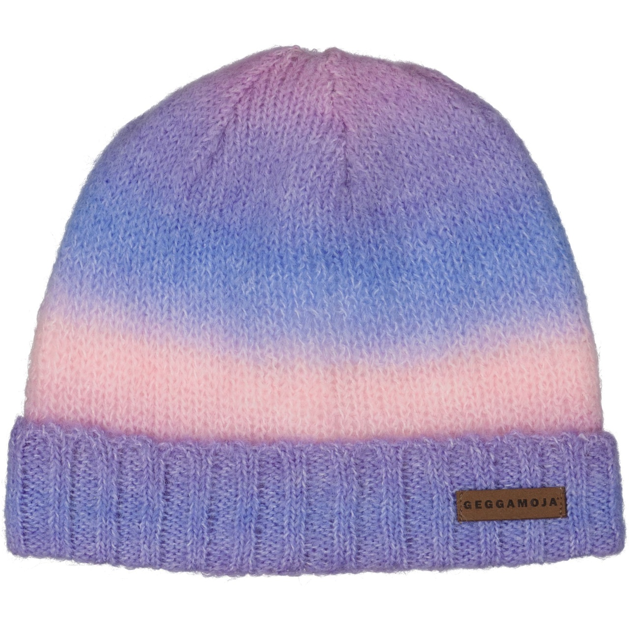 Knitted Rainbow beanie Purple  6Y-Adult