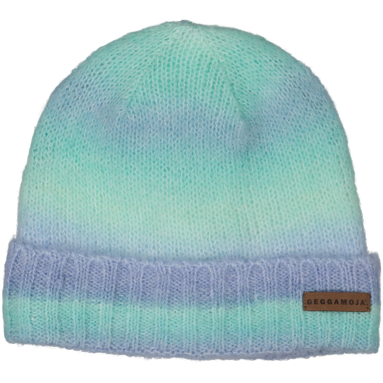 Knitted Rainbow beanie Blue  6Y-Adult