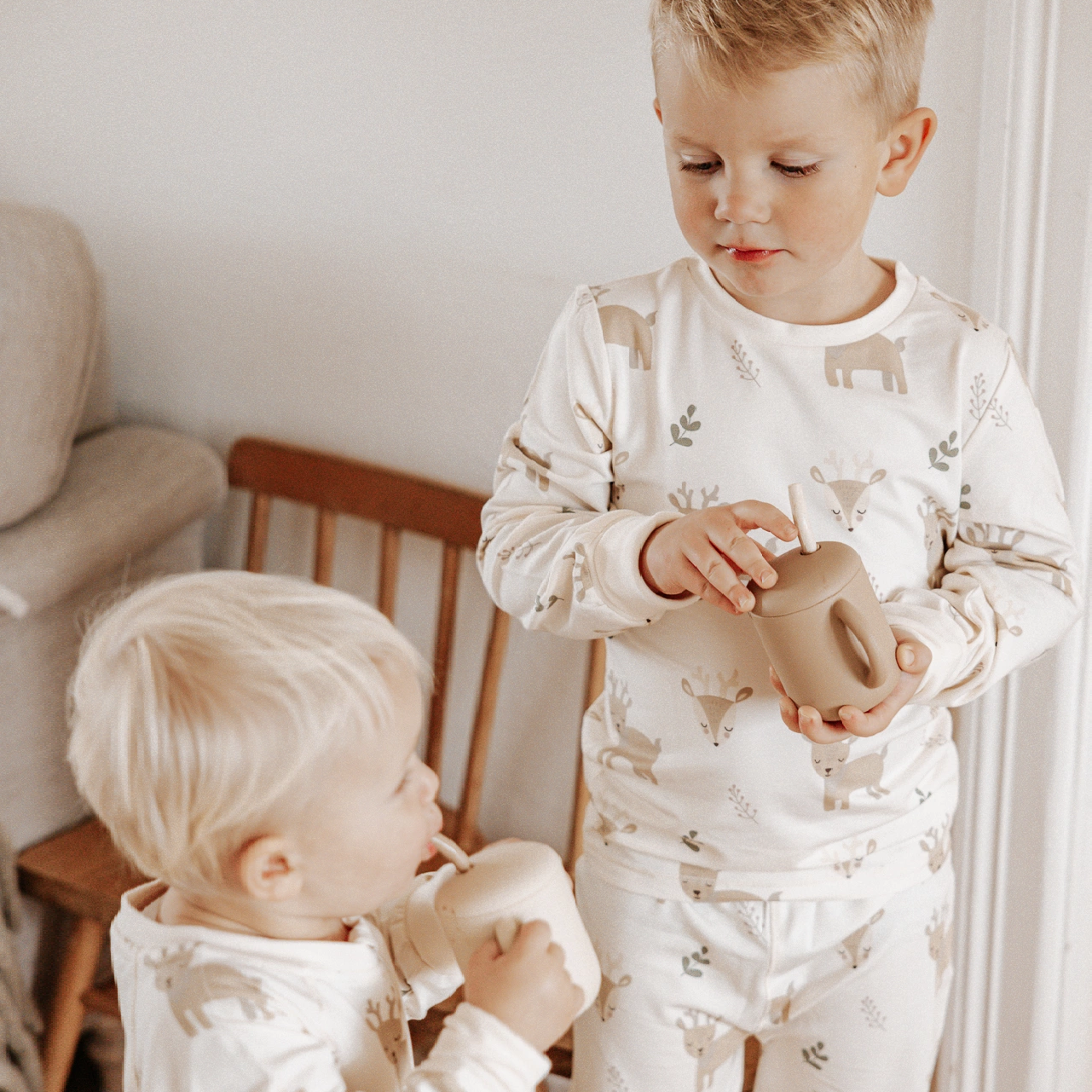 Pyjamas Tvådelad Bambu Ren Beige