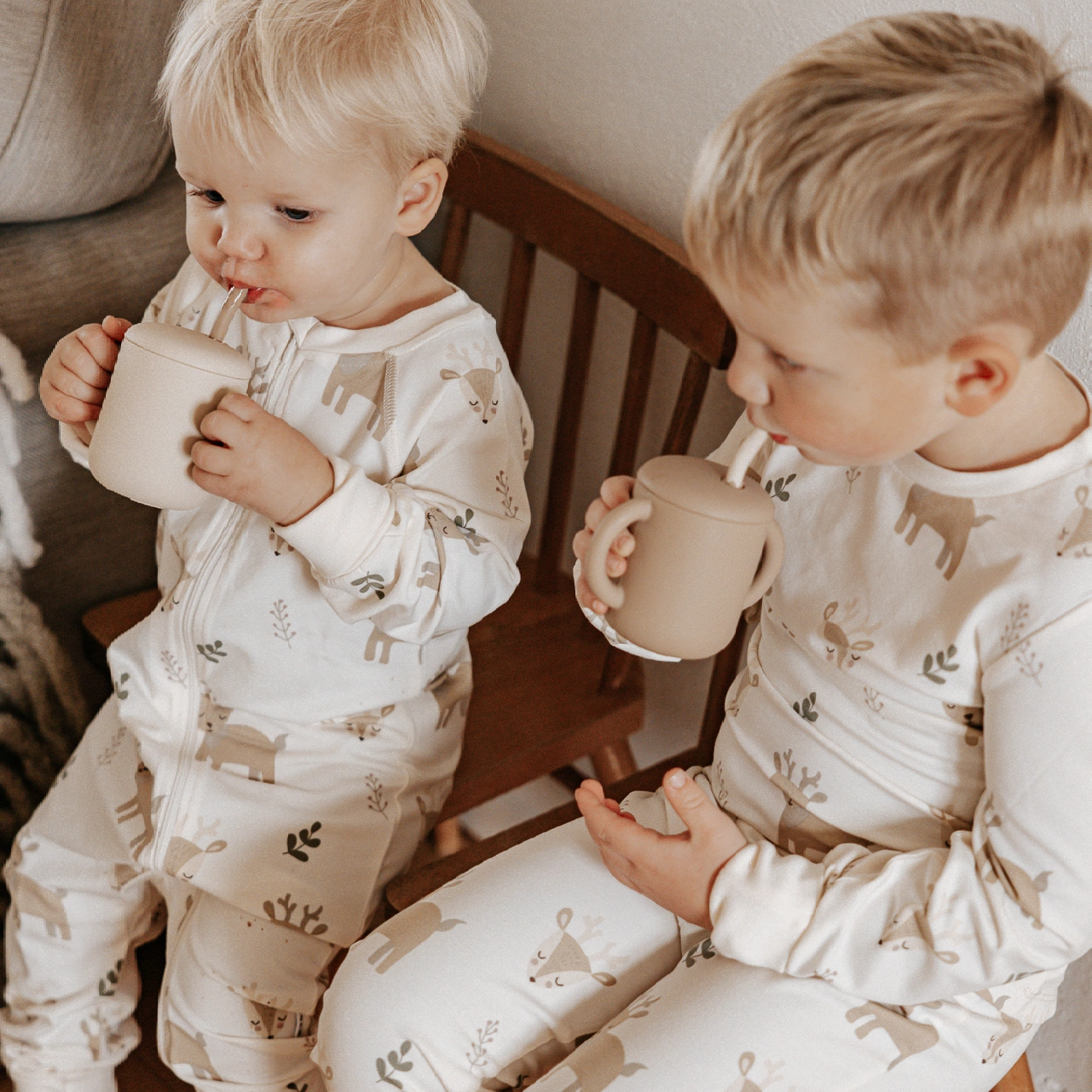 Bamboo two way zip pyjamas Rain deer