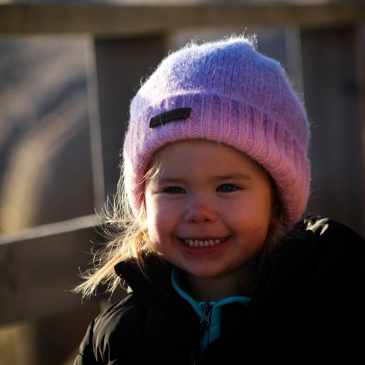 Knitted Rainbow beanie Purple