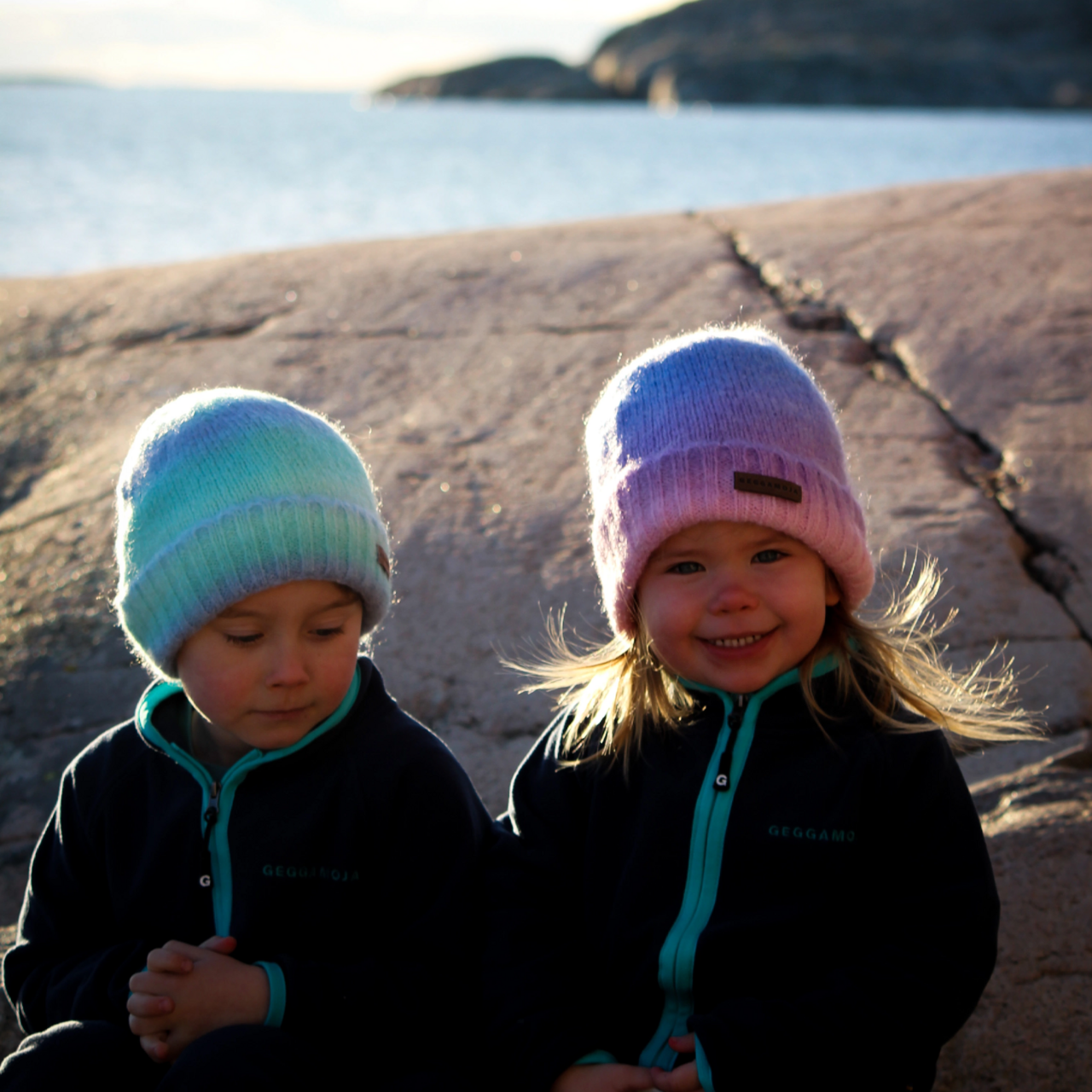 Knitted Rainbow beanie Purple  6Y-Adult