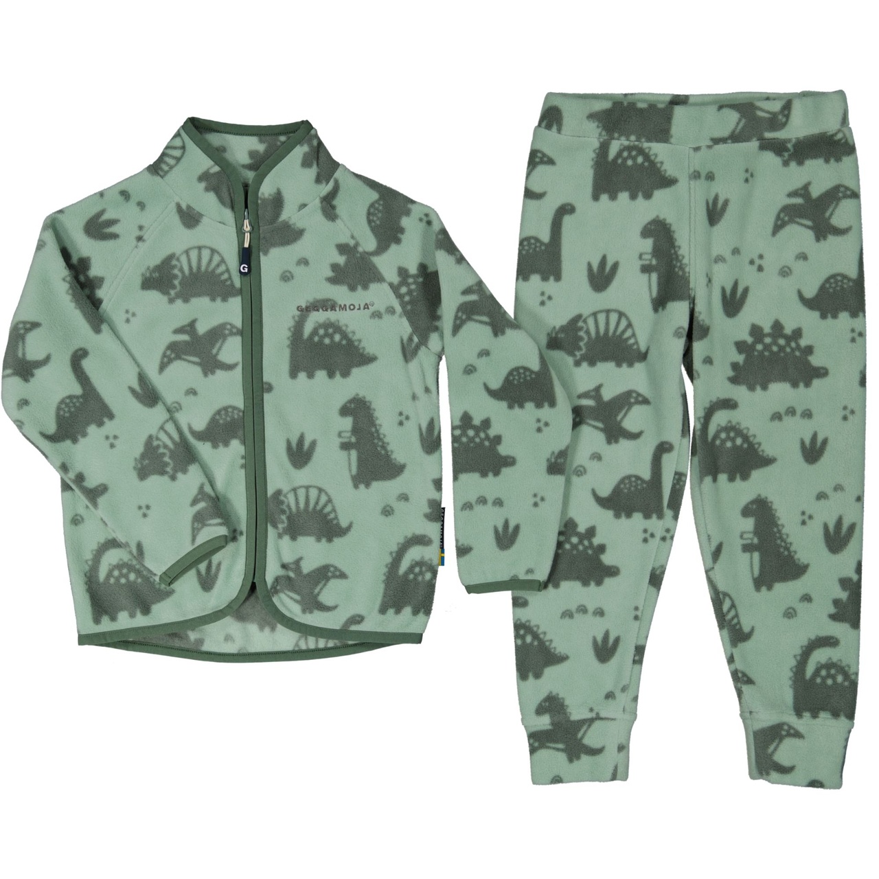 Single fleece set Dino green  134/140