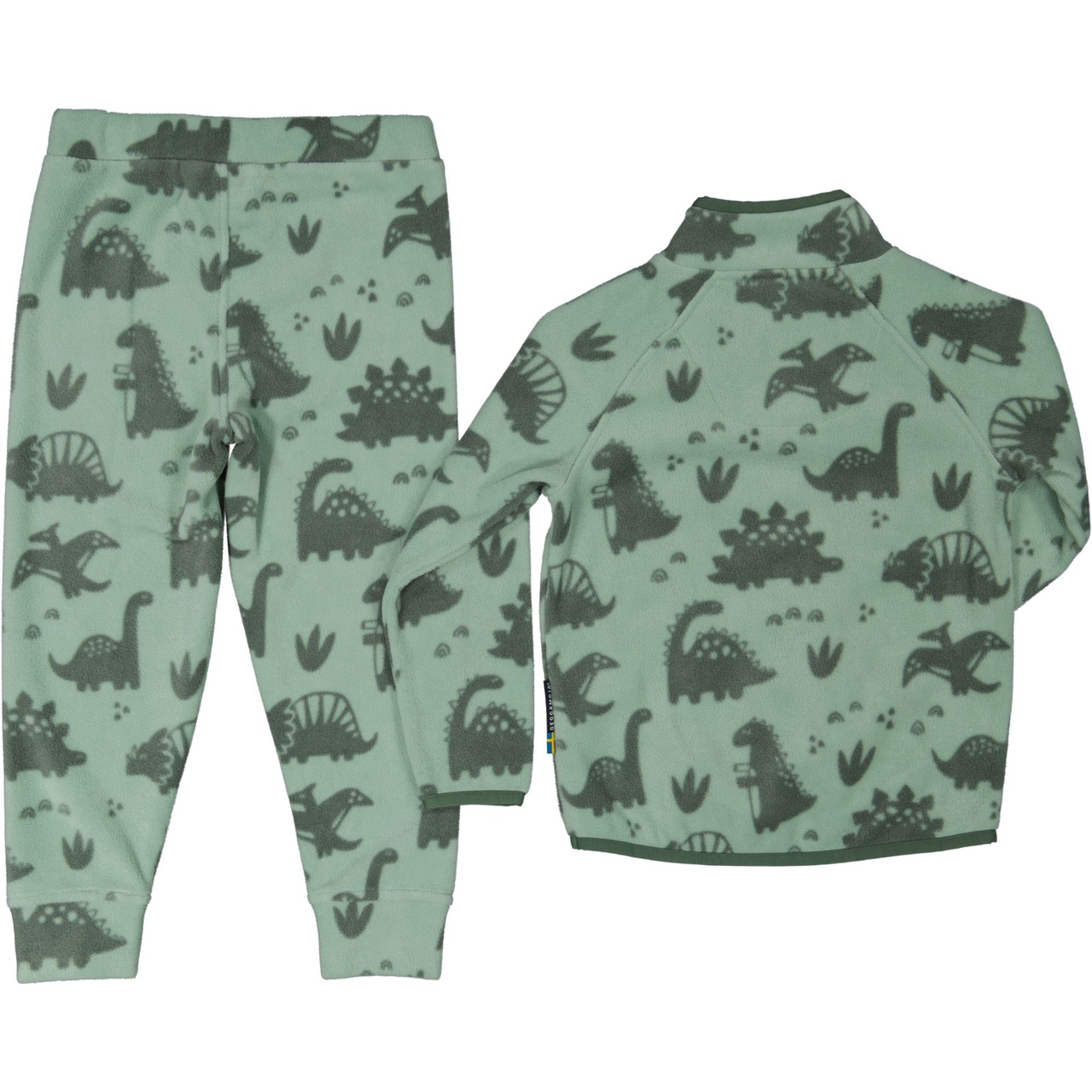 Single fleece set Dino green  134/140