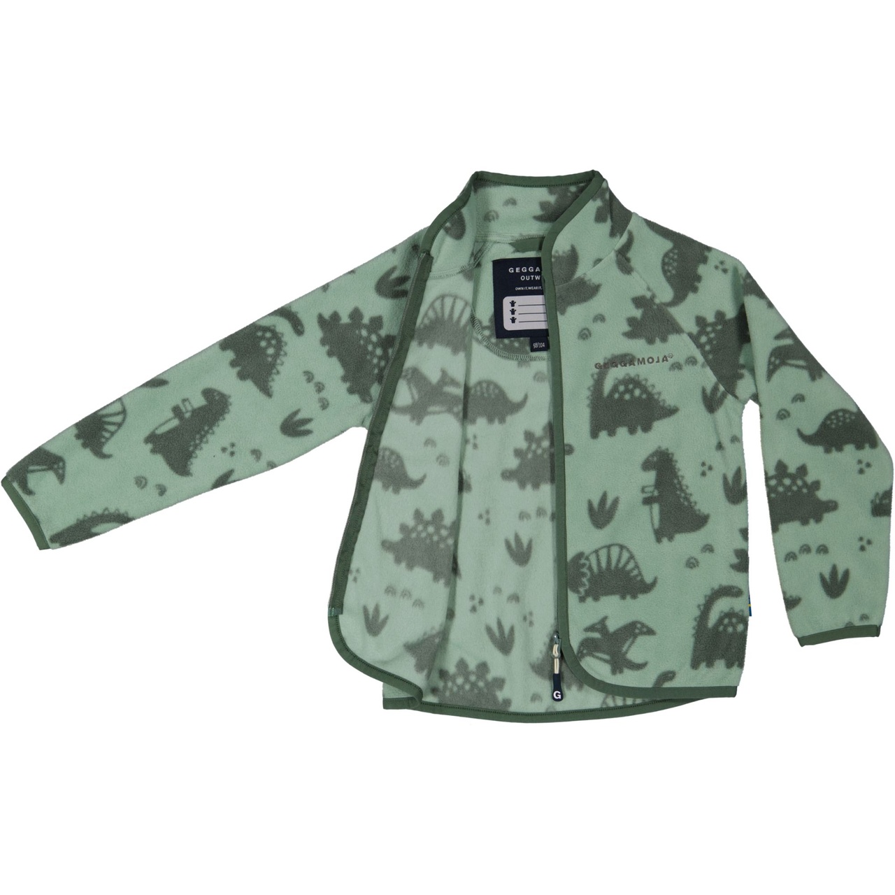 Single fleece set Dino green  134/140