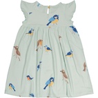 Bamboo Frill dress Green birds 74/80