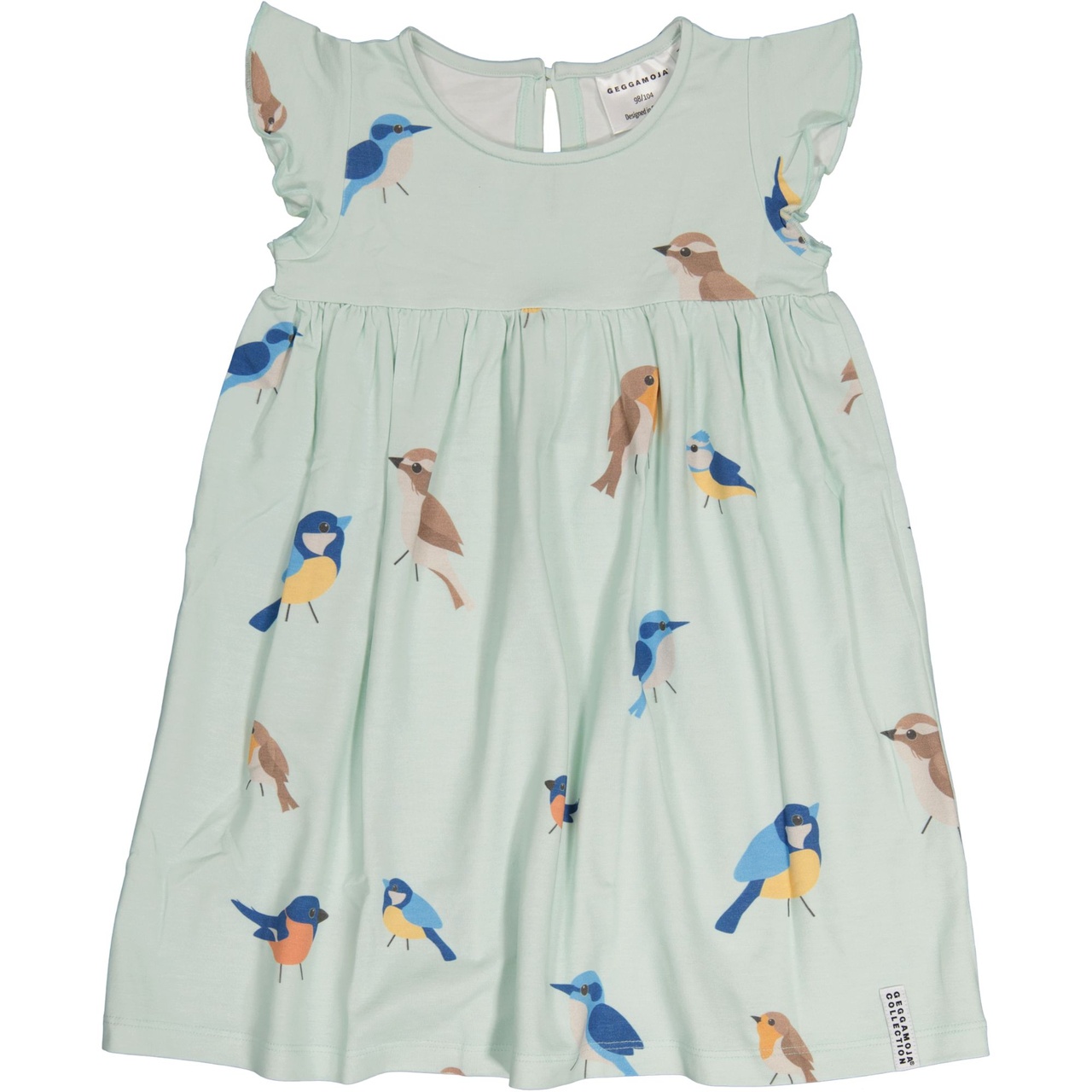 Bamboo Frill dress Green birds 146/152