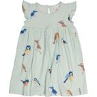 Bamboo Frill dress Green birds 122/128