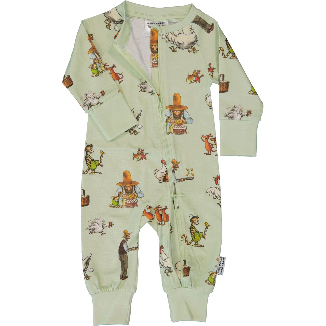 Pyjamas 2-way zip Pettson and Findus Light green 98/104