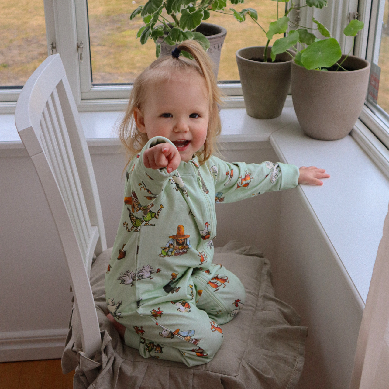Pyjamahaalari Pettson ja Findus Light vihreä 98/104