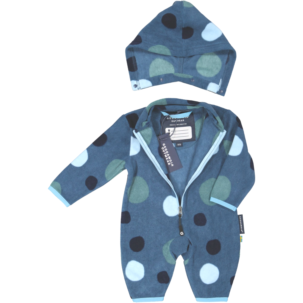 Fleece overall Multi dots blue 50/56