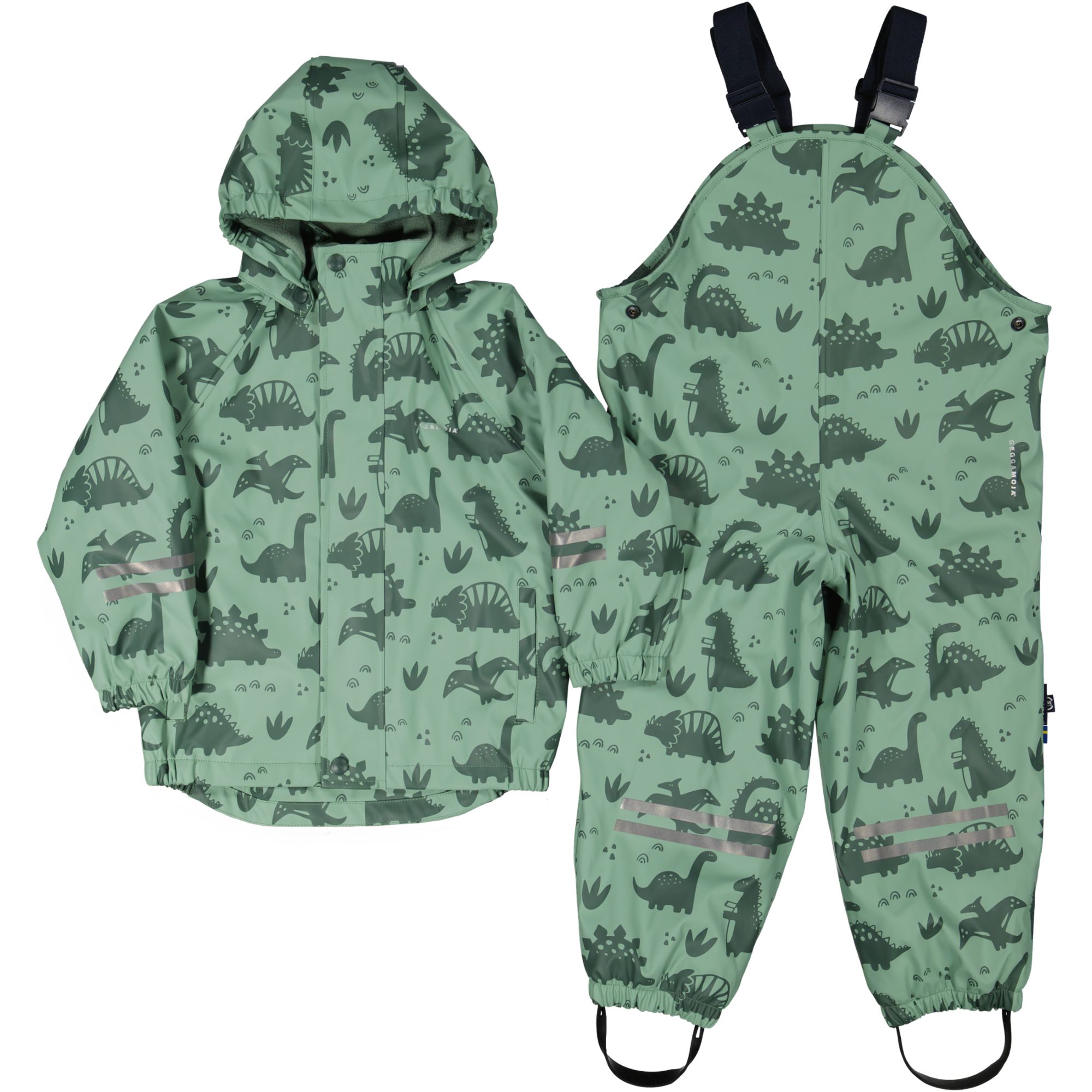 Rain set fleece Dino green