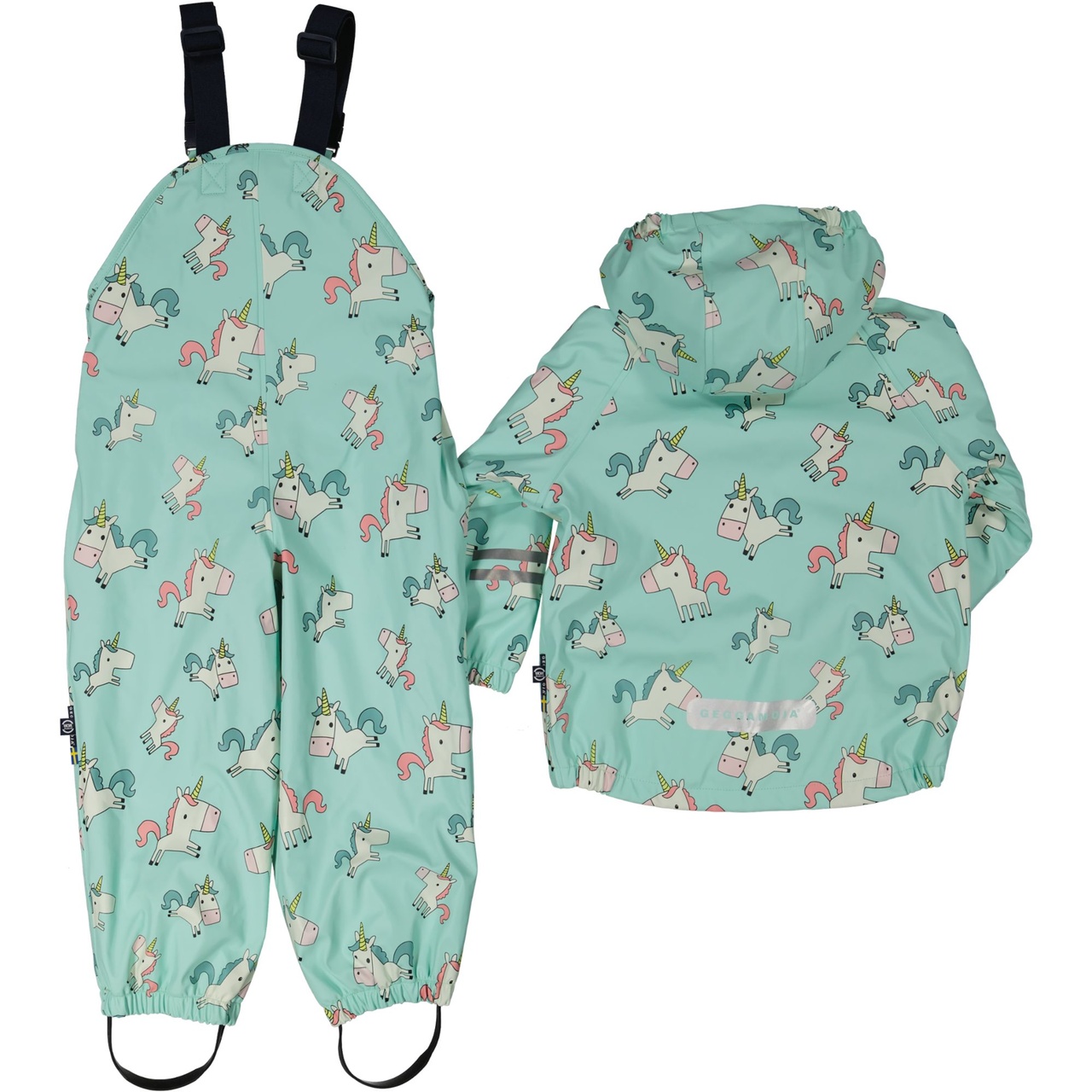 Vuorelliset sadevaatteet Unicorn Mint 86/92