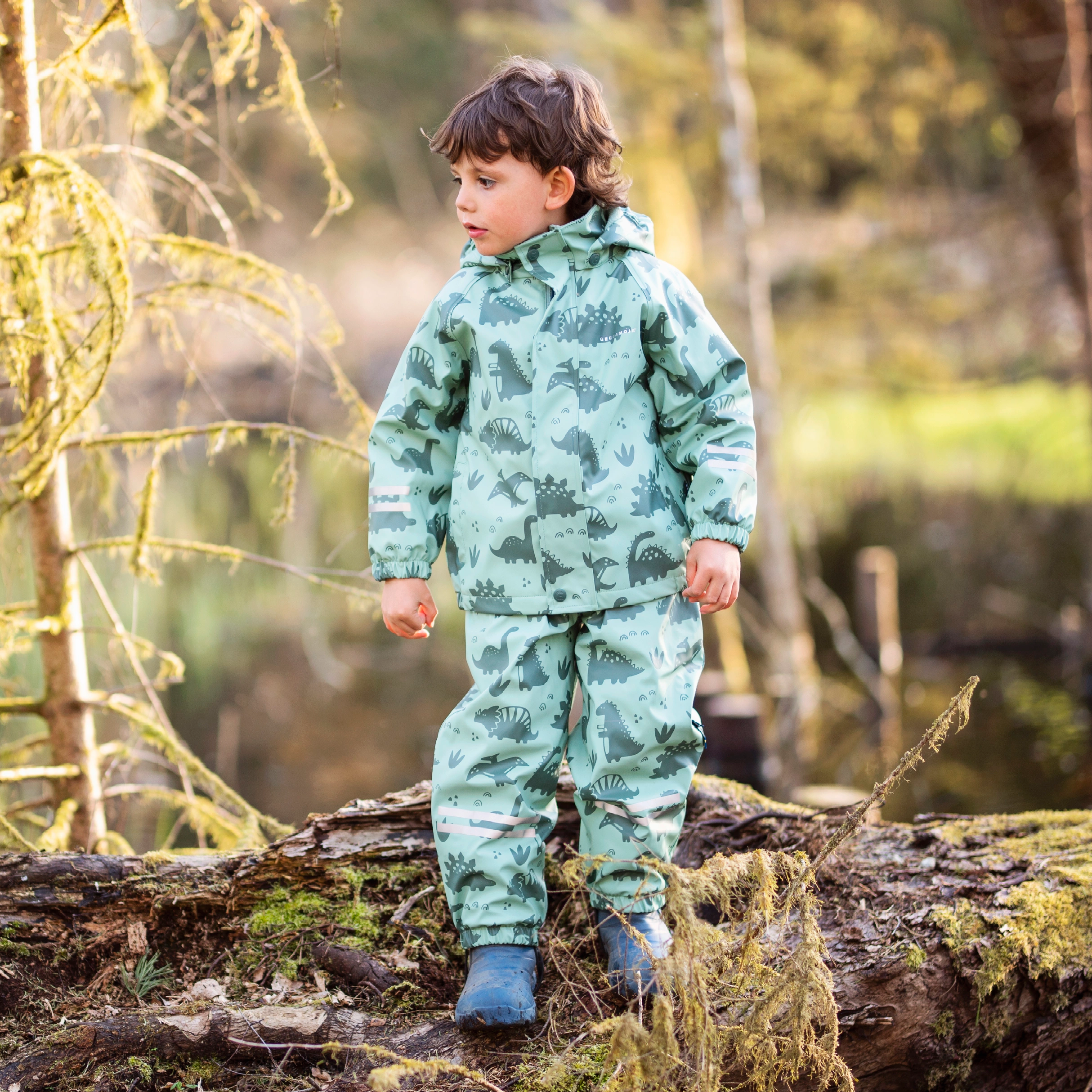 Rain set fleece Dino green