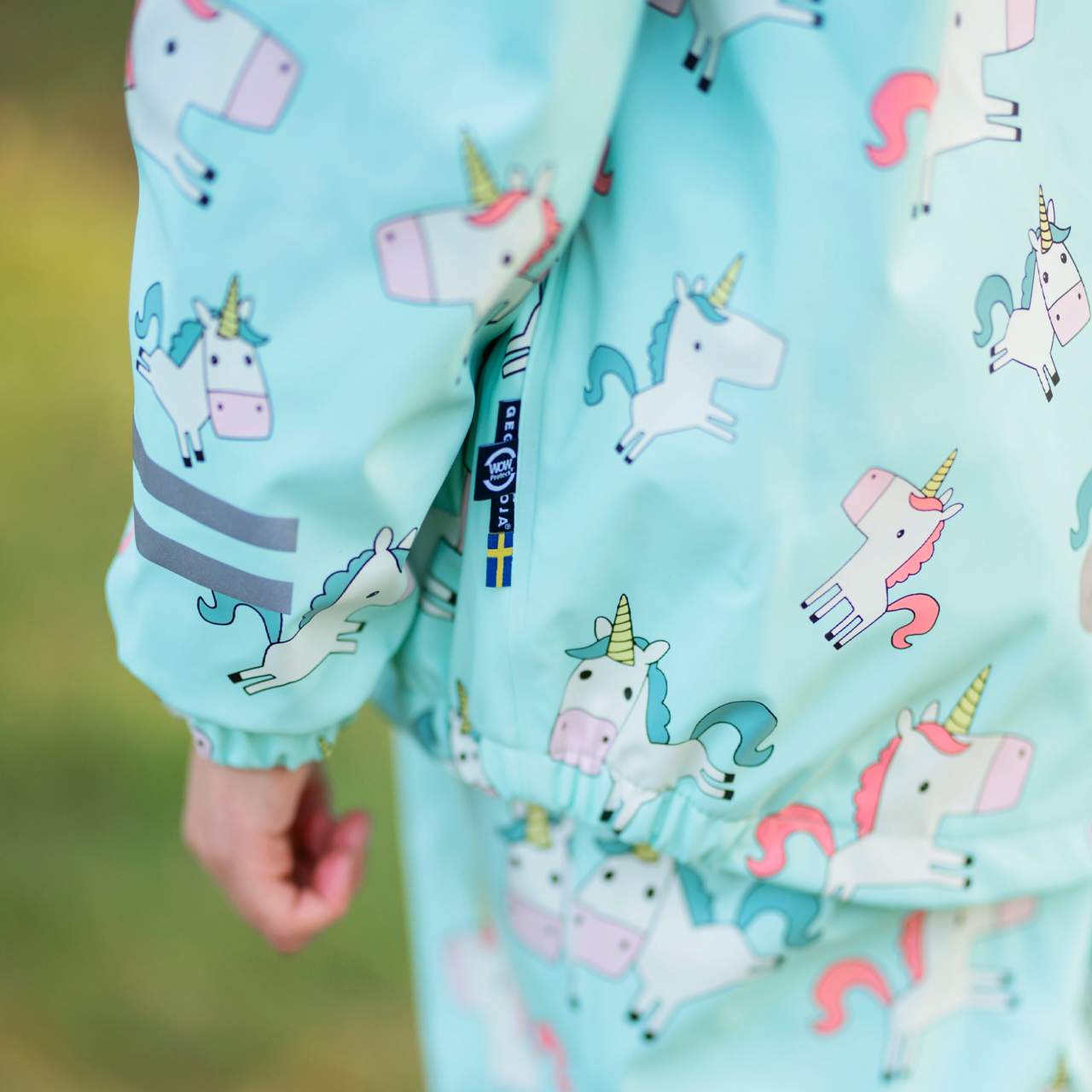 Vuorelliset sadevaatteet Unicorn Mint 86/92