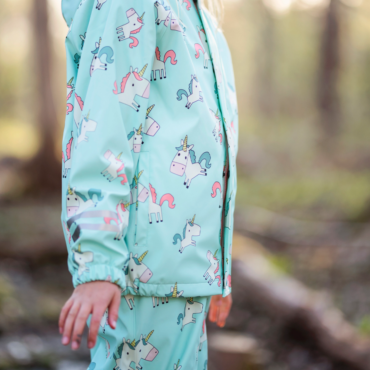 Vuorelliset sadevaatteet Unicorn Mint 86/92