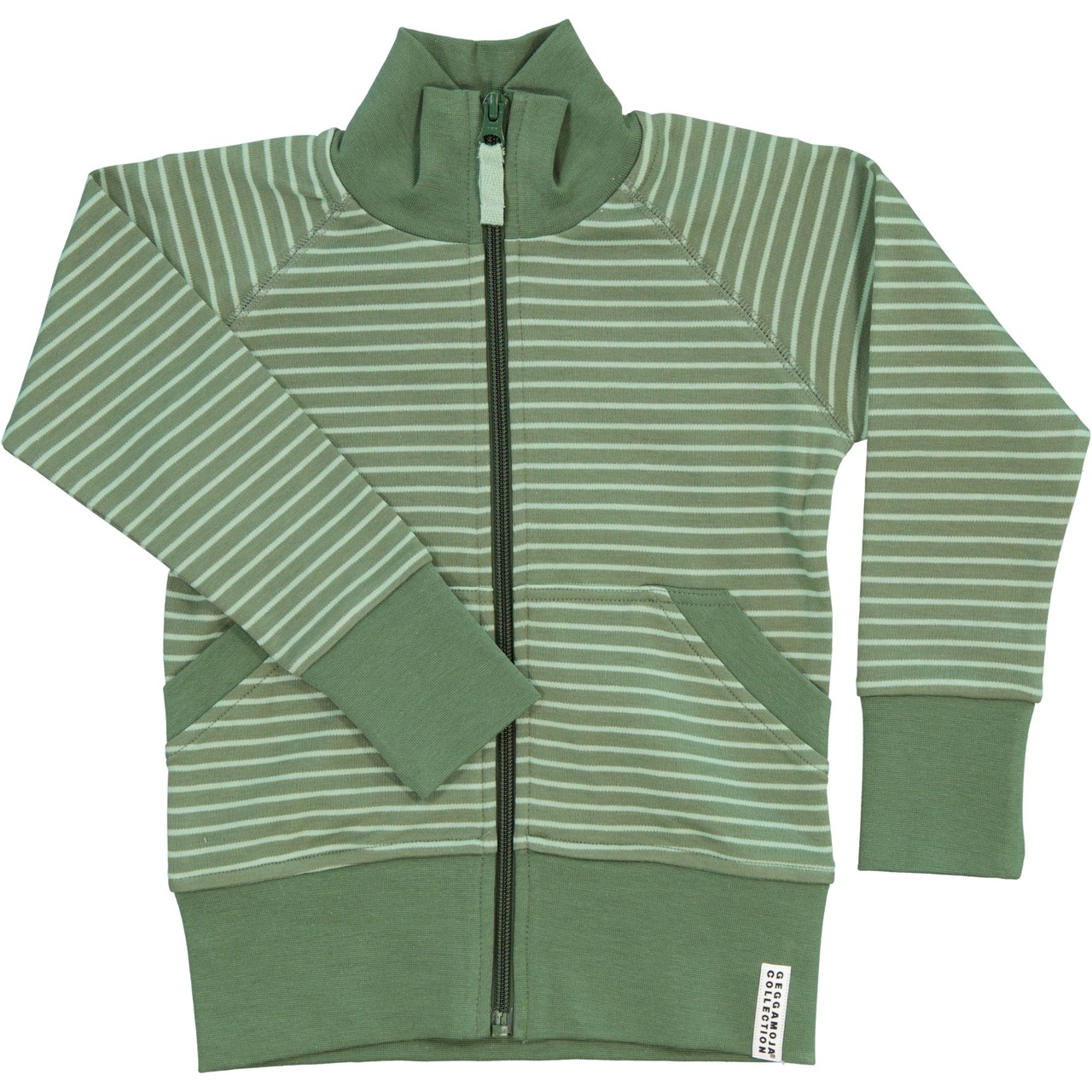 Zip sweater Mossgr/gr str  122/128