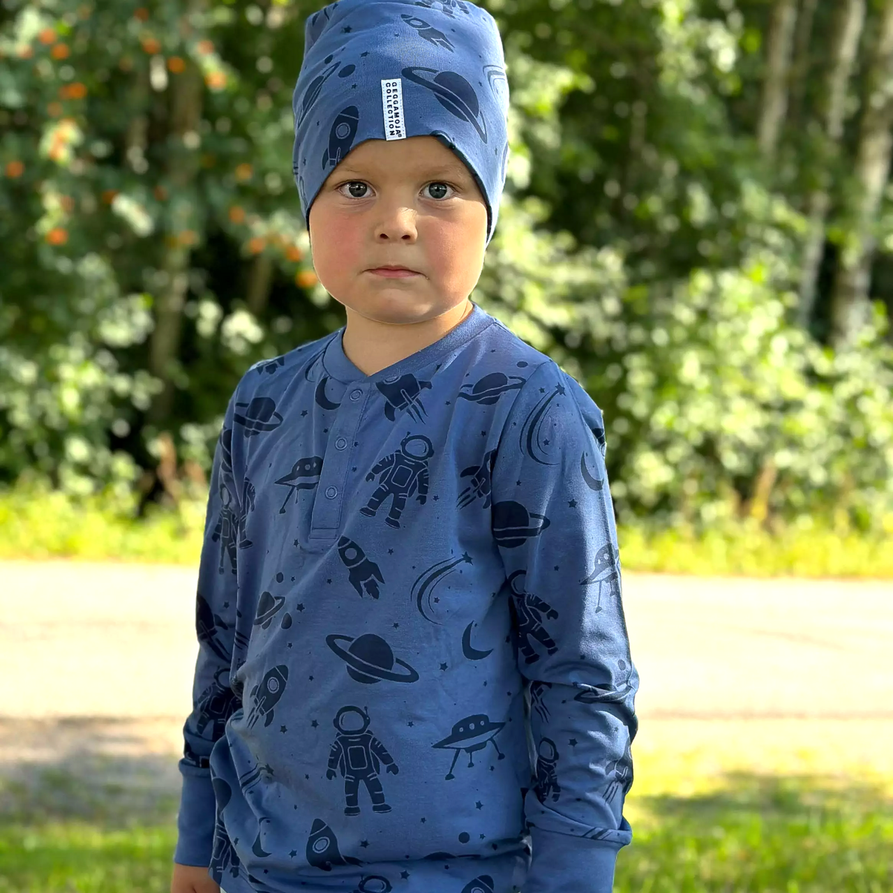 Opa-Shirt Bambus Blauer Astronaut 122/128