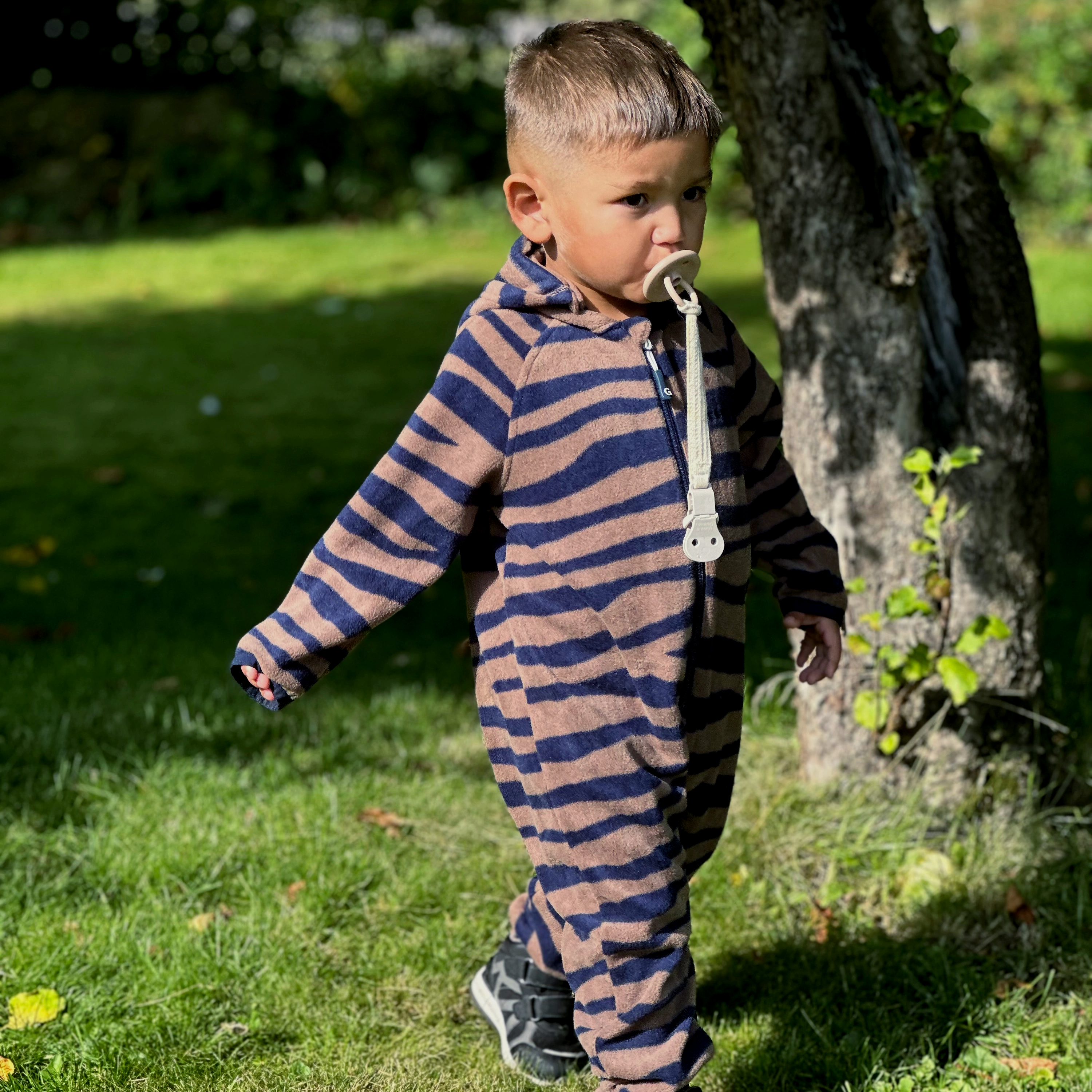 Fleece overall Zebra navy/brown