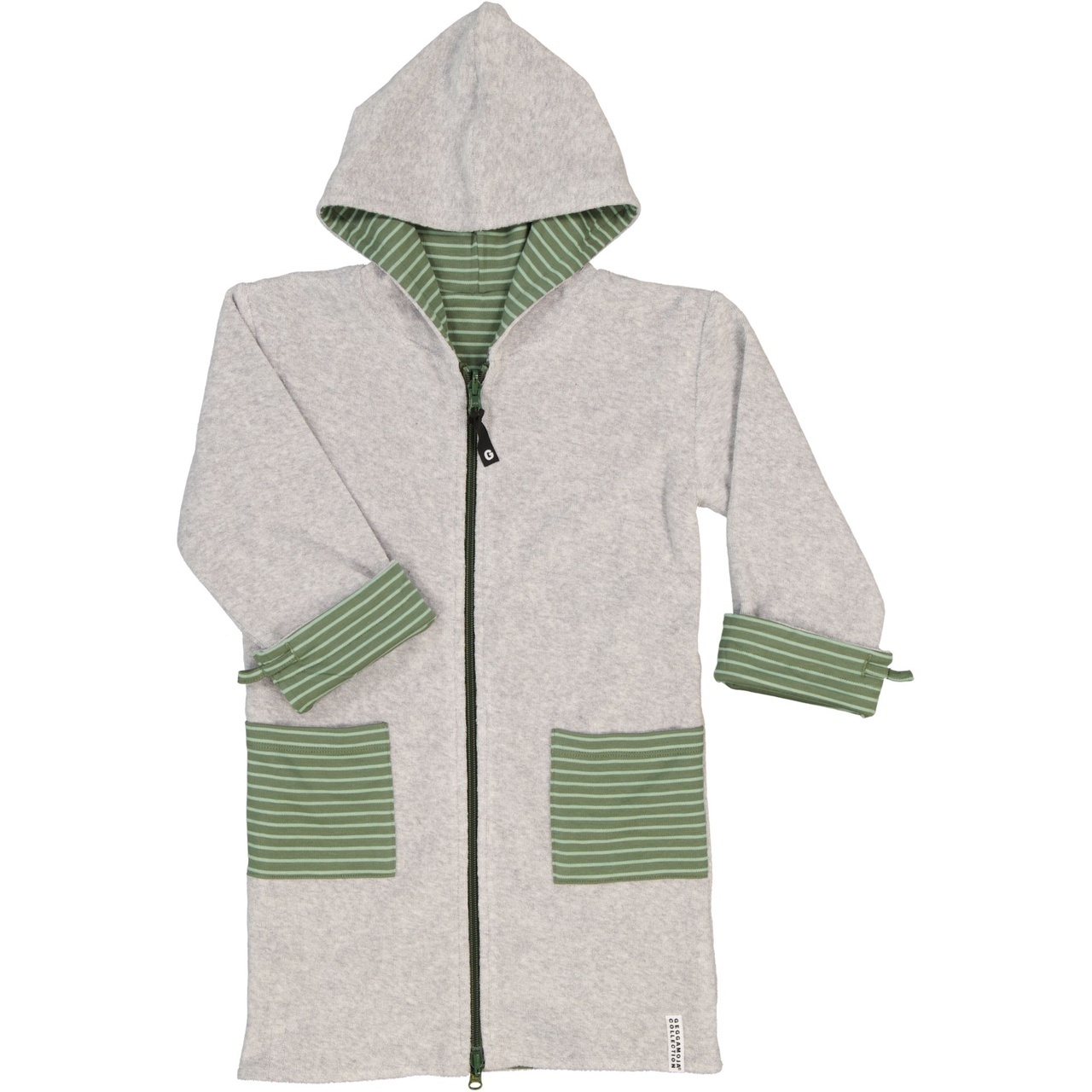 Kids Bathrobe Greymel/green str  122/128