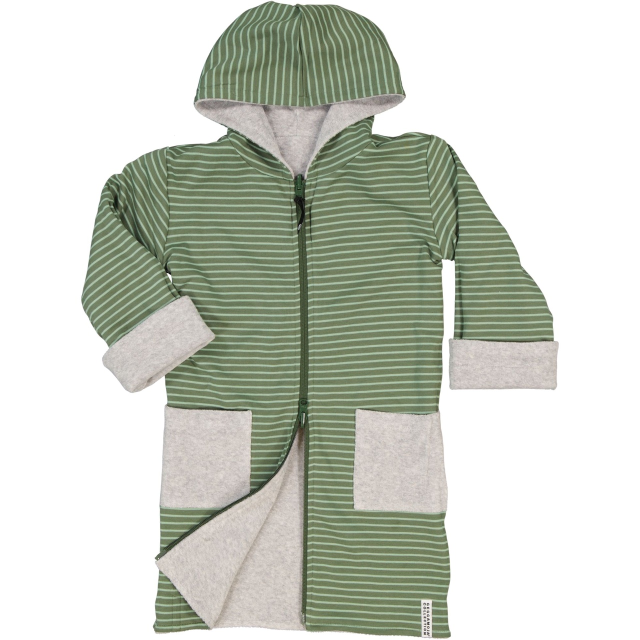Kids Bathrobe Greymel/green str  122/128
