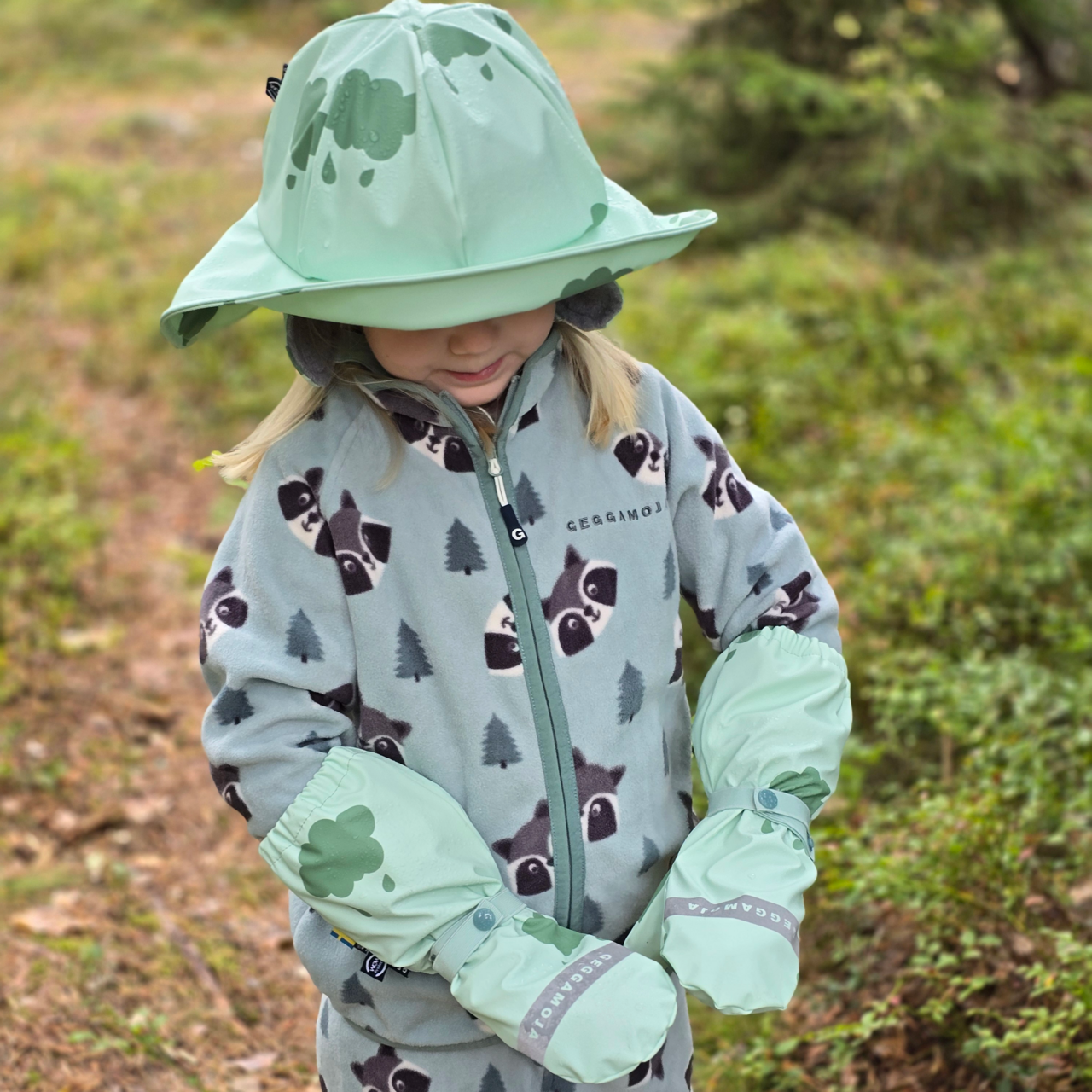 Rain hat fleece Mint cloud  2-4
