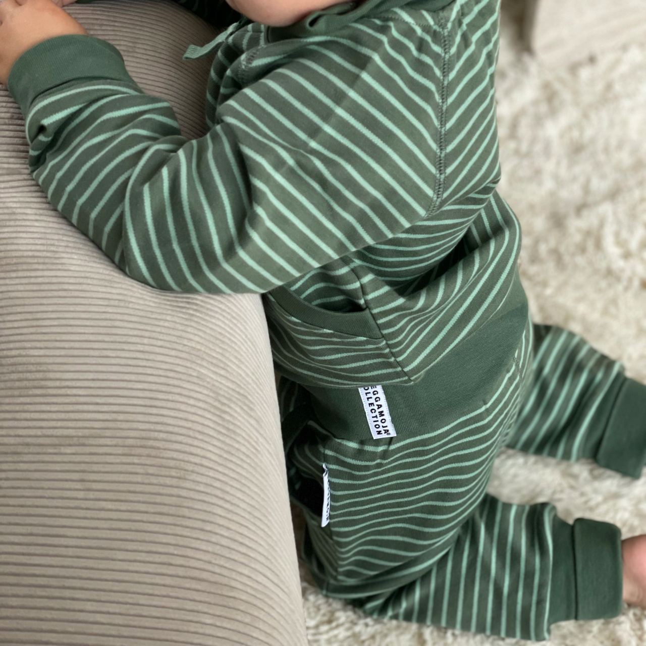 Longpants Mossgr/gr str  86/92