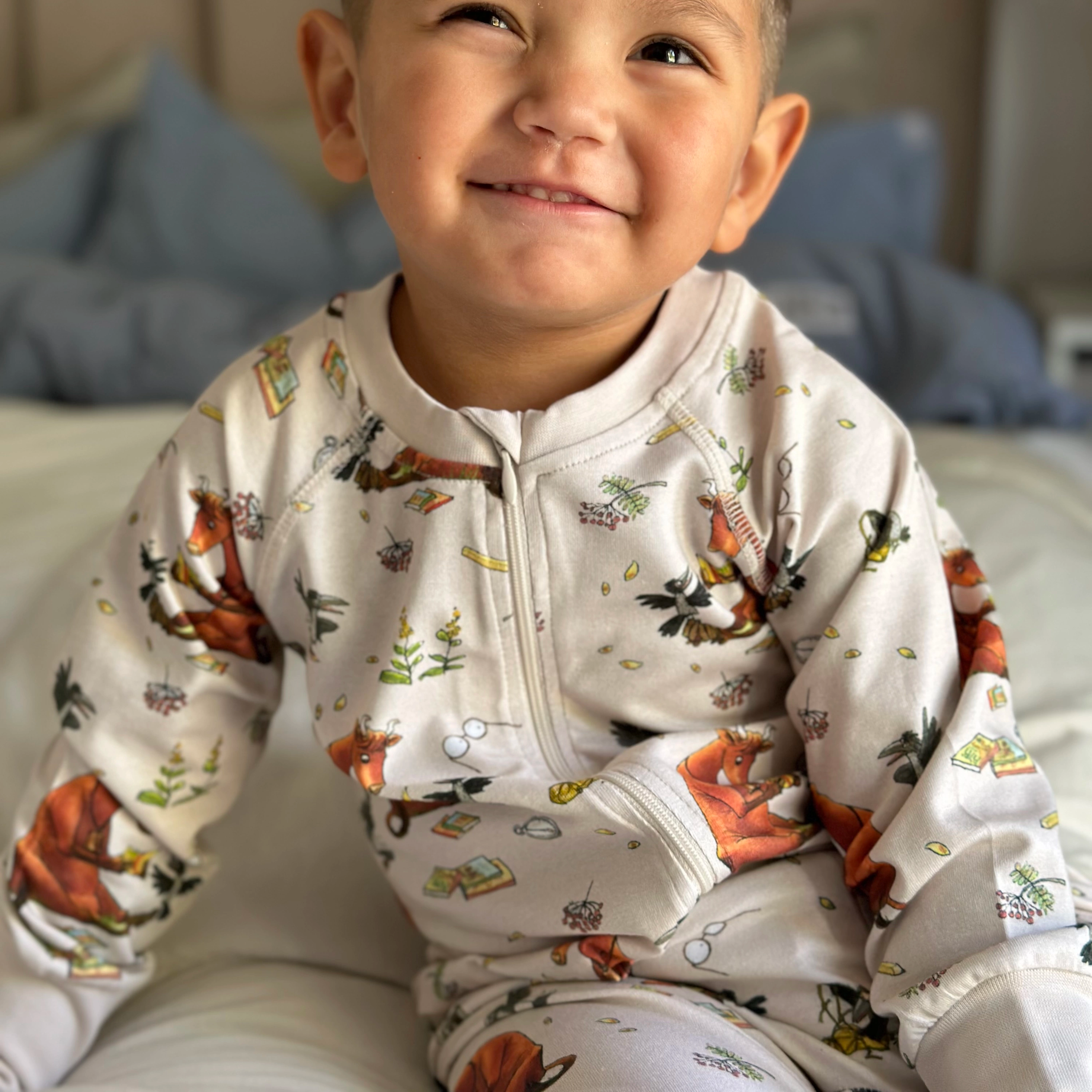 Mama Muh Zweiteiliger Reißverschluss-Pyjama Beige