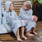 Kids Bathrobe Greymel/pink str