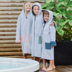 Kids Bathrobe Greymel/pink str  74/80