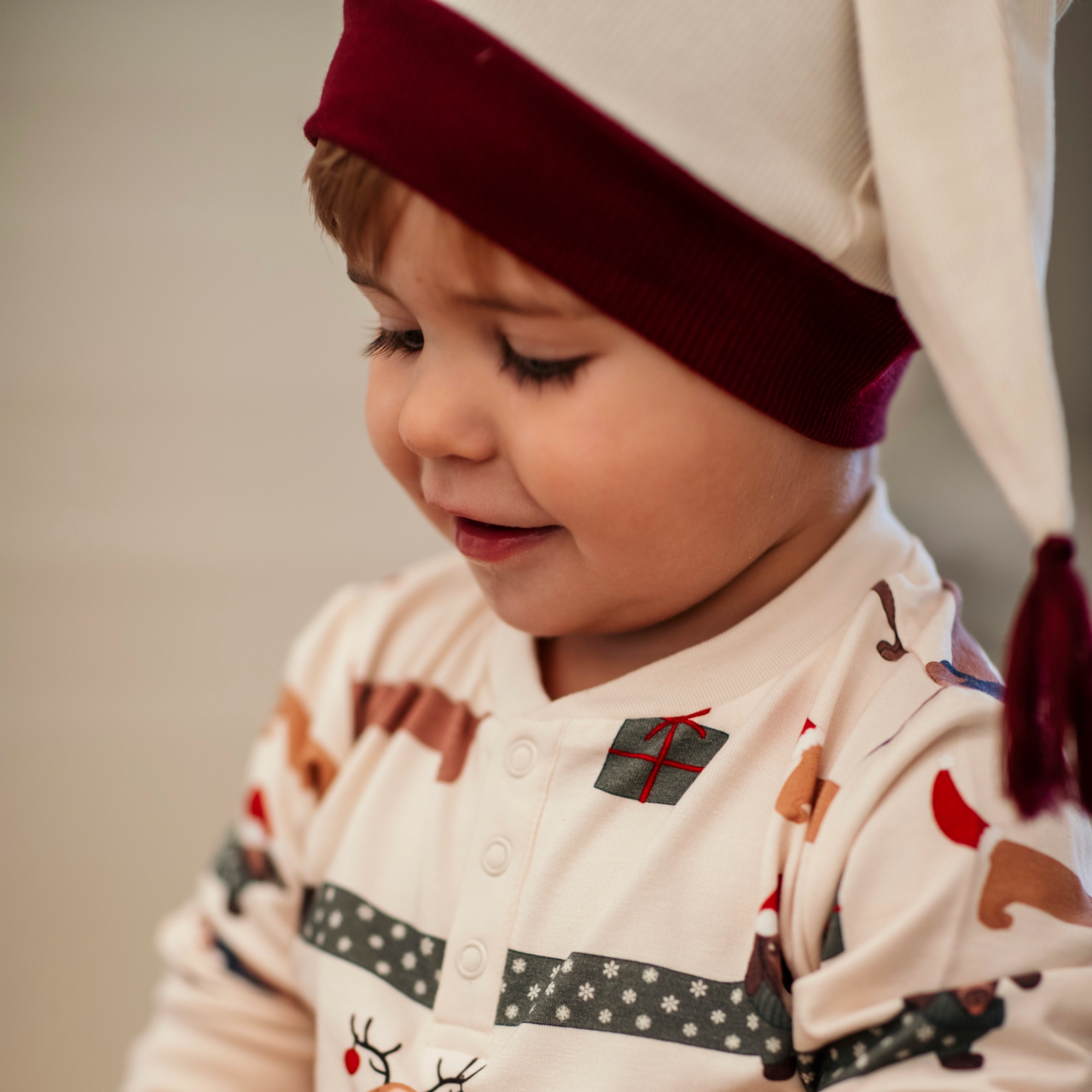 Christmas cap cotton Beige 2-6 Y