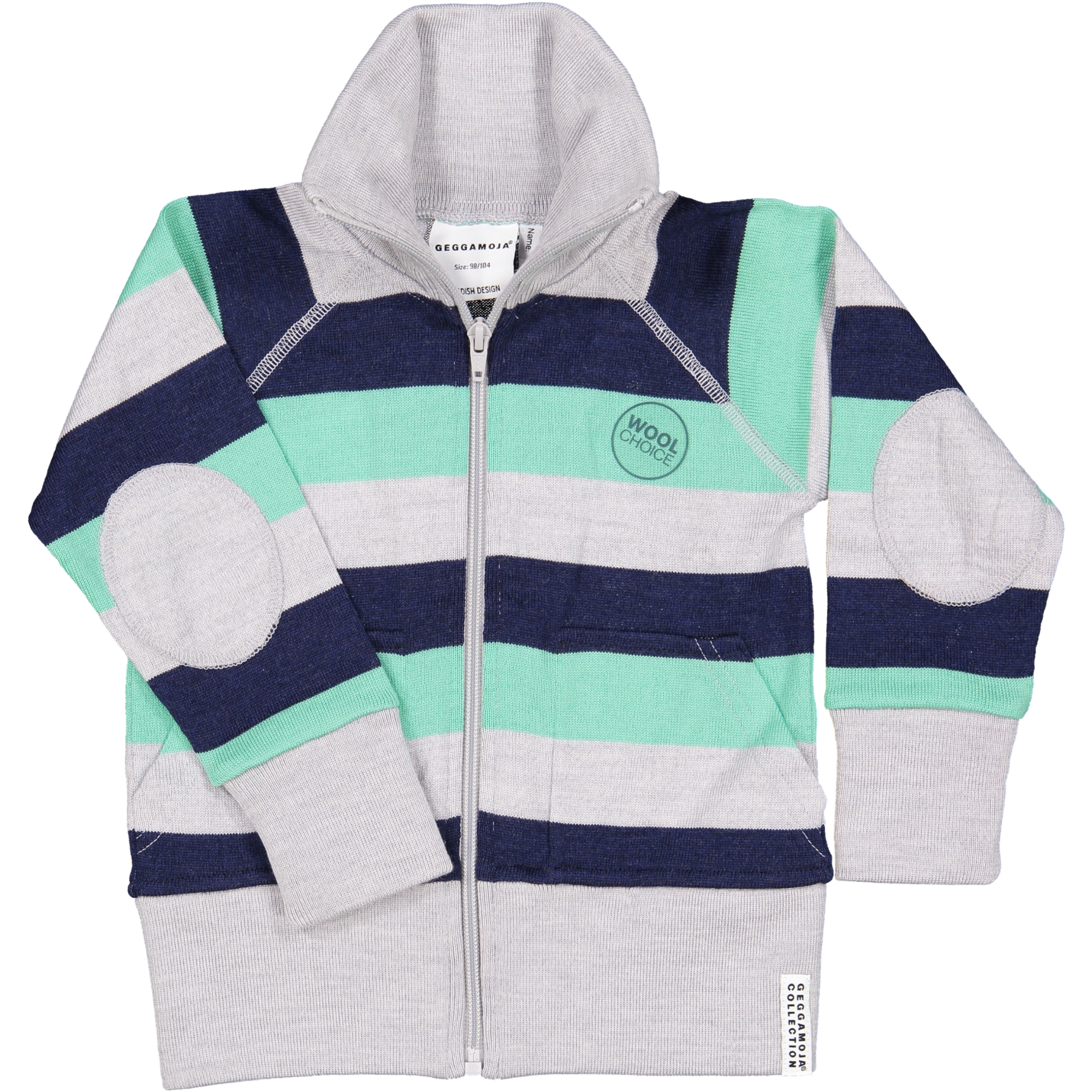 Wool zip jacket Green stripe