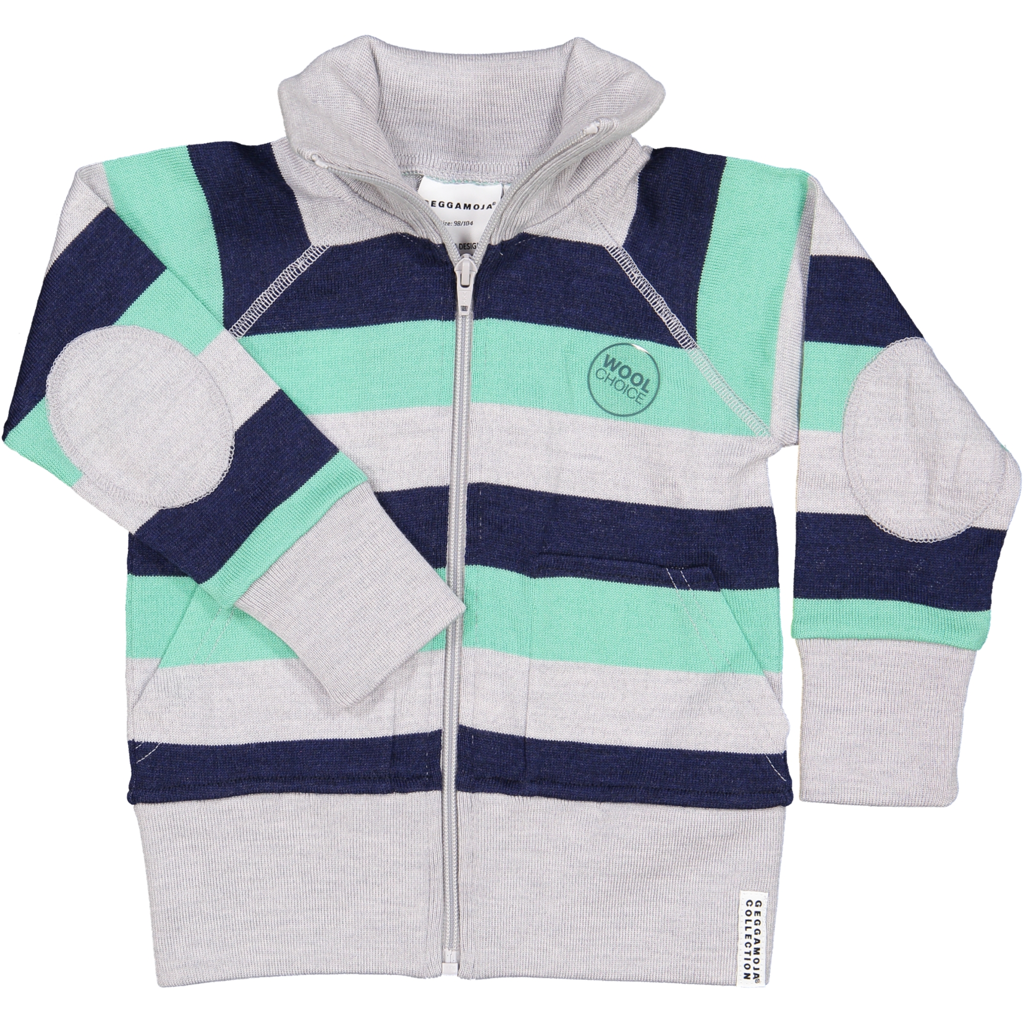Wool zip jacket Green stripe