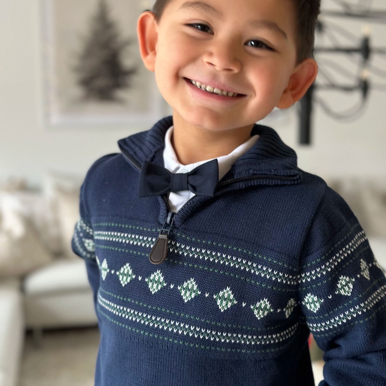 High neck sweater half zip Navy  122/128