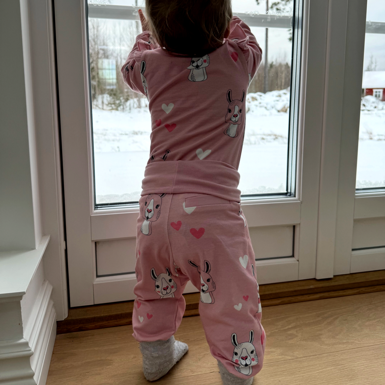 Bamboo baby pants Pink lama