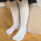 Zopfgestrickte Strümpfe Offwhite
