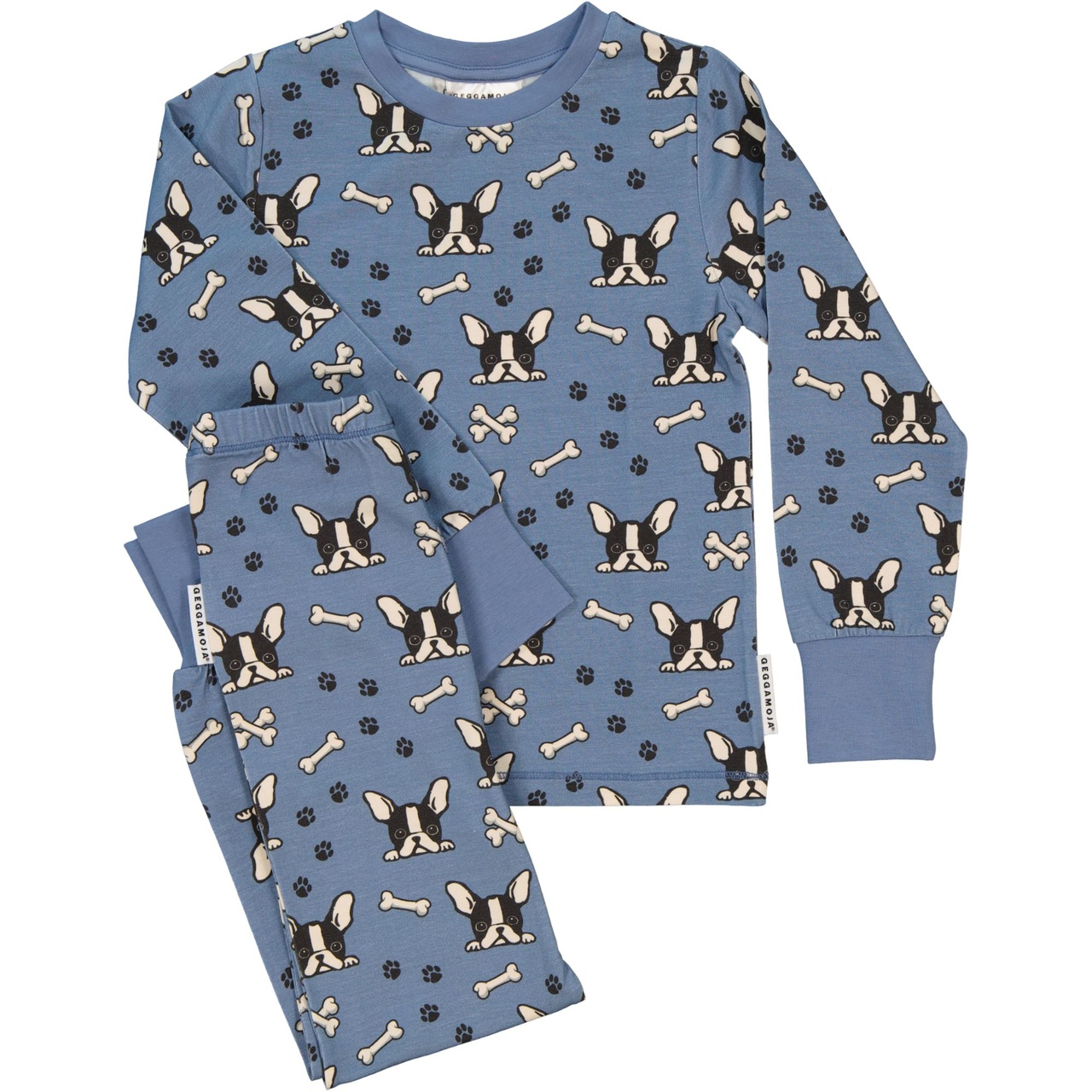 Zweiteiliger Pyjama Bambu Bulldog Blau