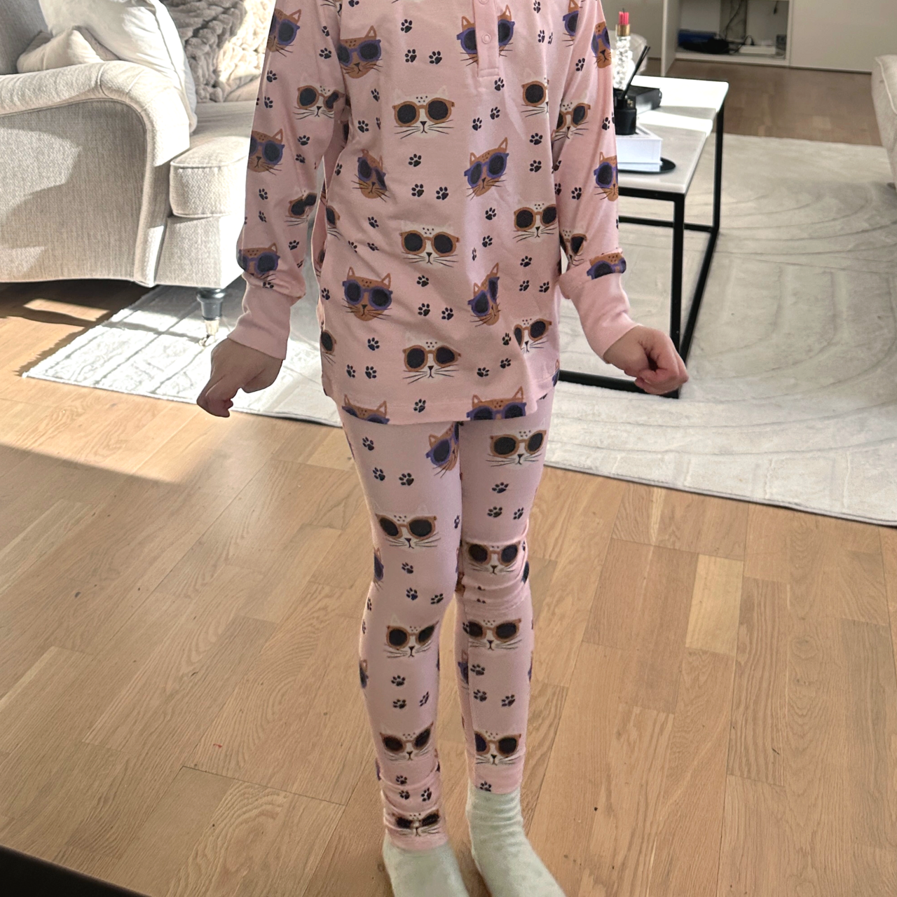 Bamboo Leggings Pink Cool Cats