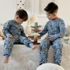 Zweiteiliger Pyjama Bambu Bulldog Blau