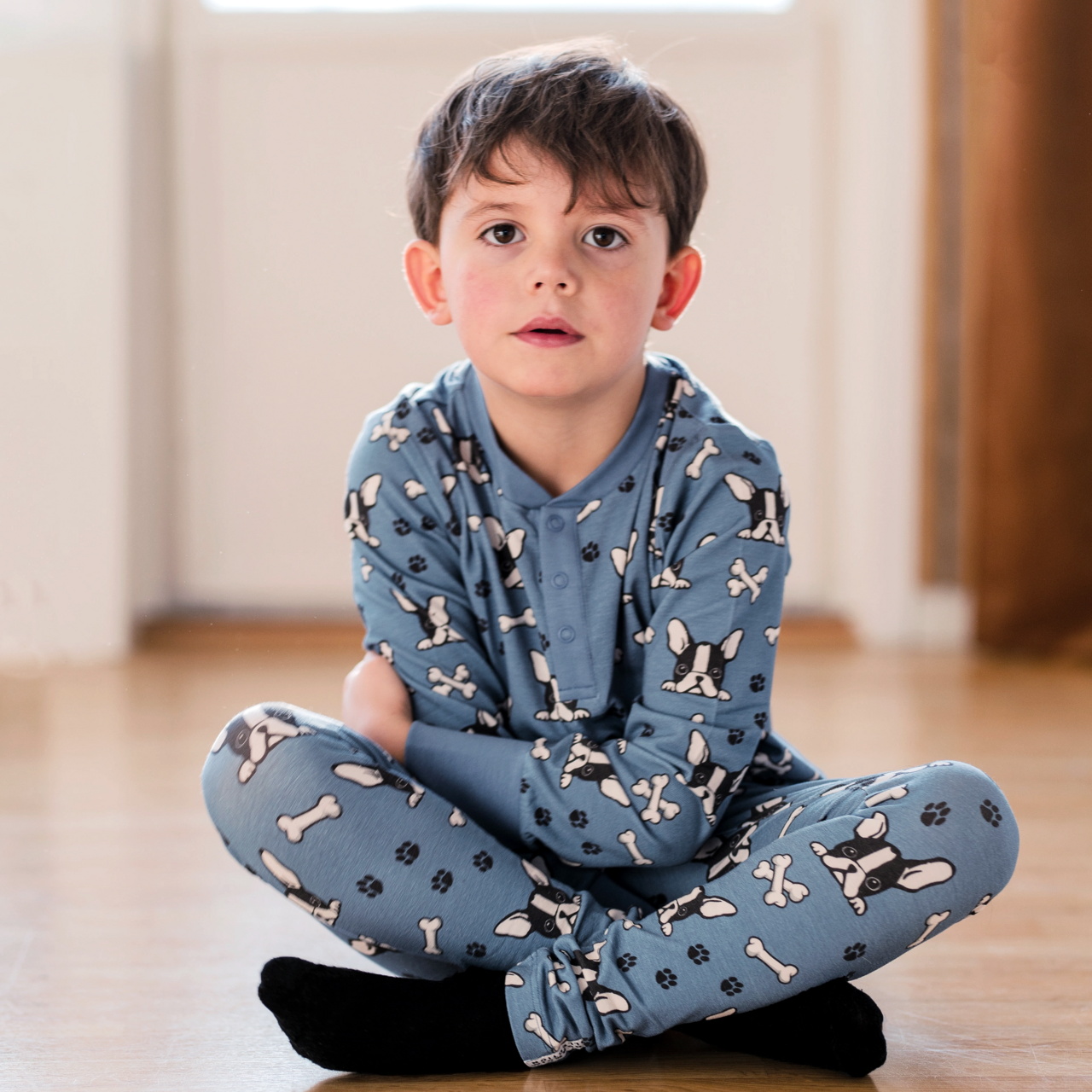 Großvater Pullover Bambu Bulldog Blau 74/80